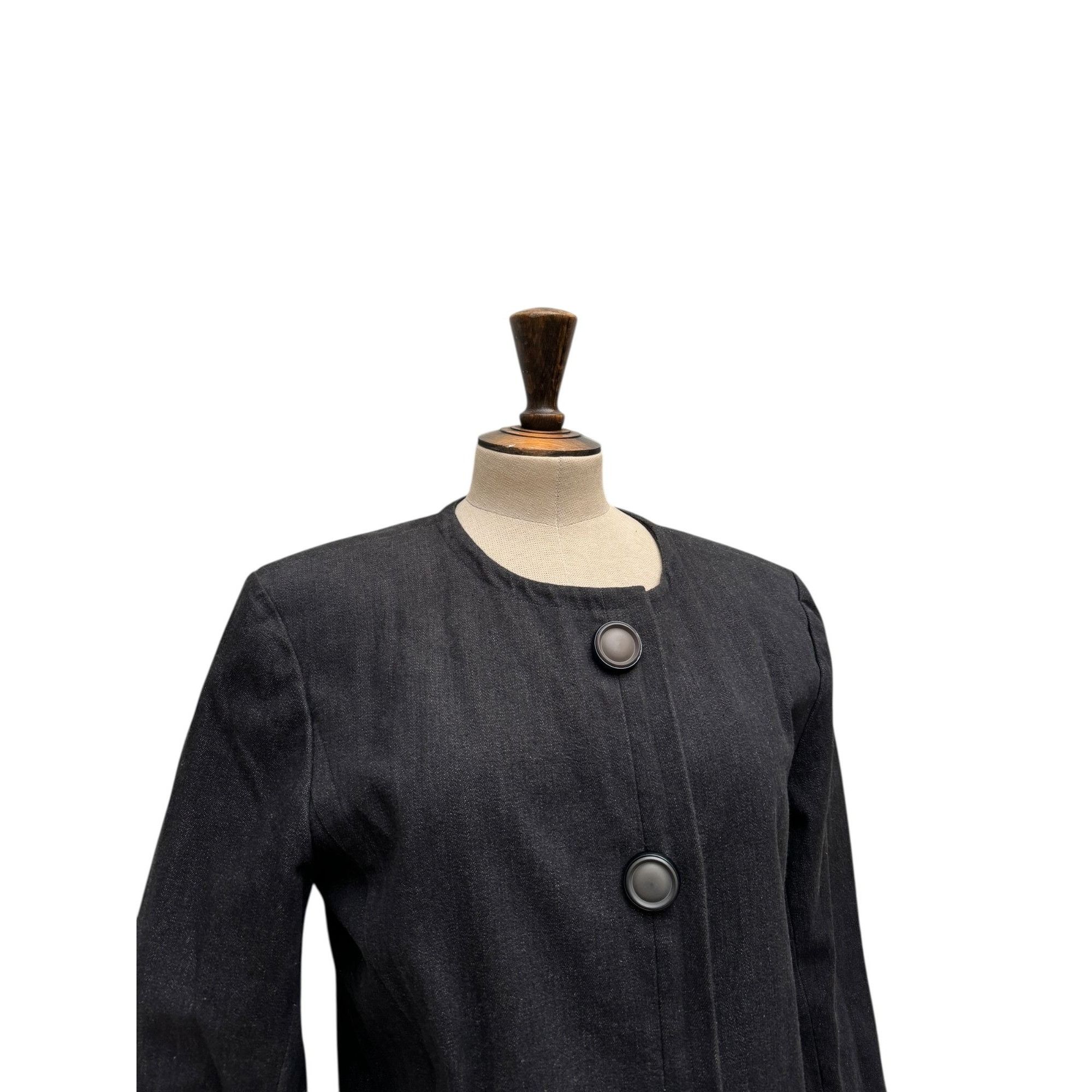 Yves Saint Laurent 1980s Grey Cotton Elegant Mid-Season Maxi Coat Size L / US 10 / IT 46 - 3 Thumbnail