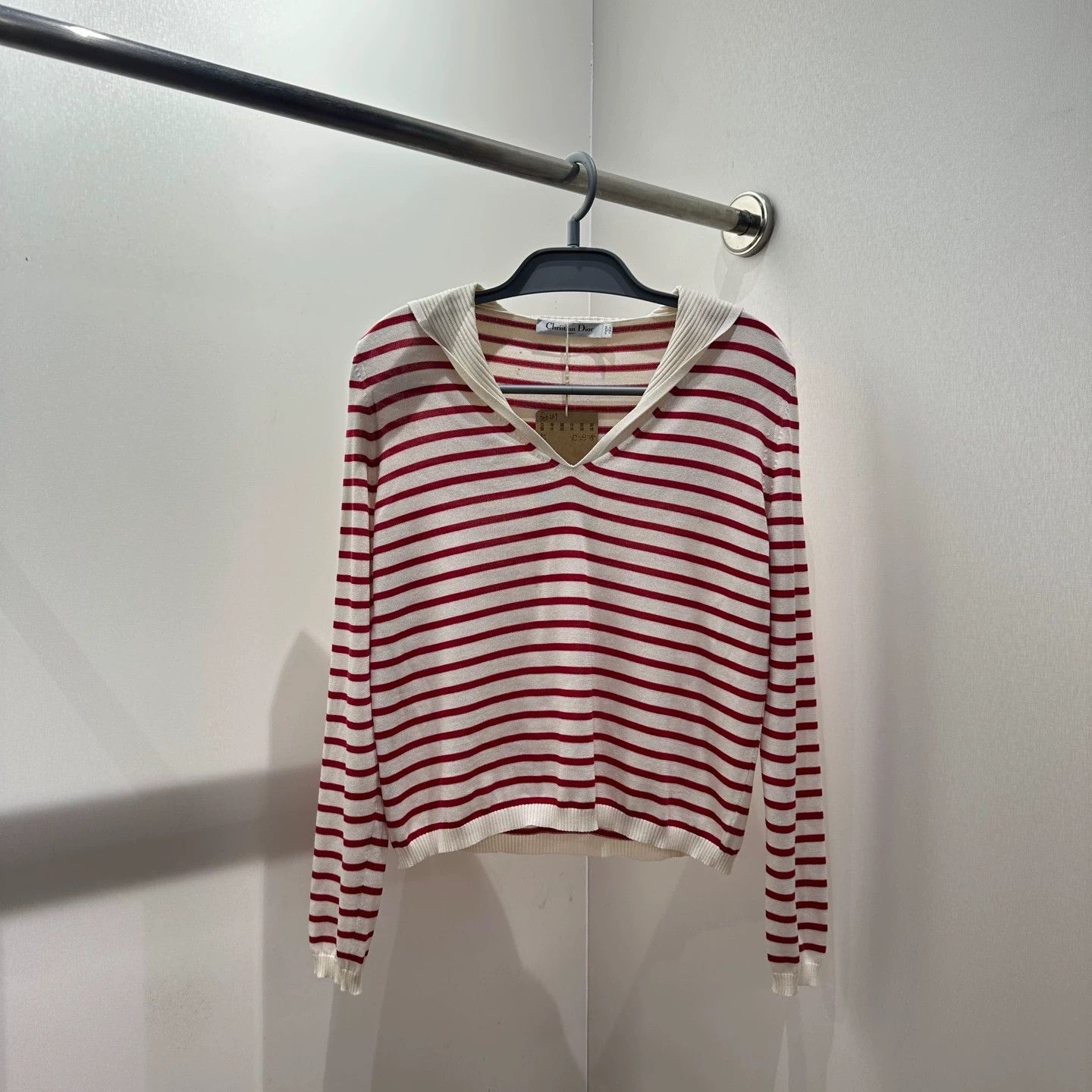 Dior Dior feb269 logo navy collar red white stripe knit 40 silk Size M / US 6-8 / IT 42-44 - 2 Thumbnail