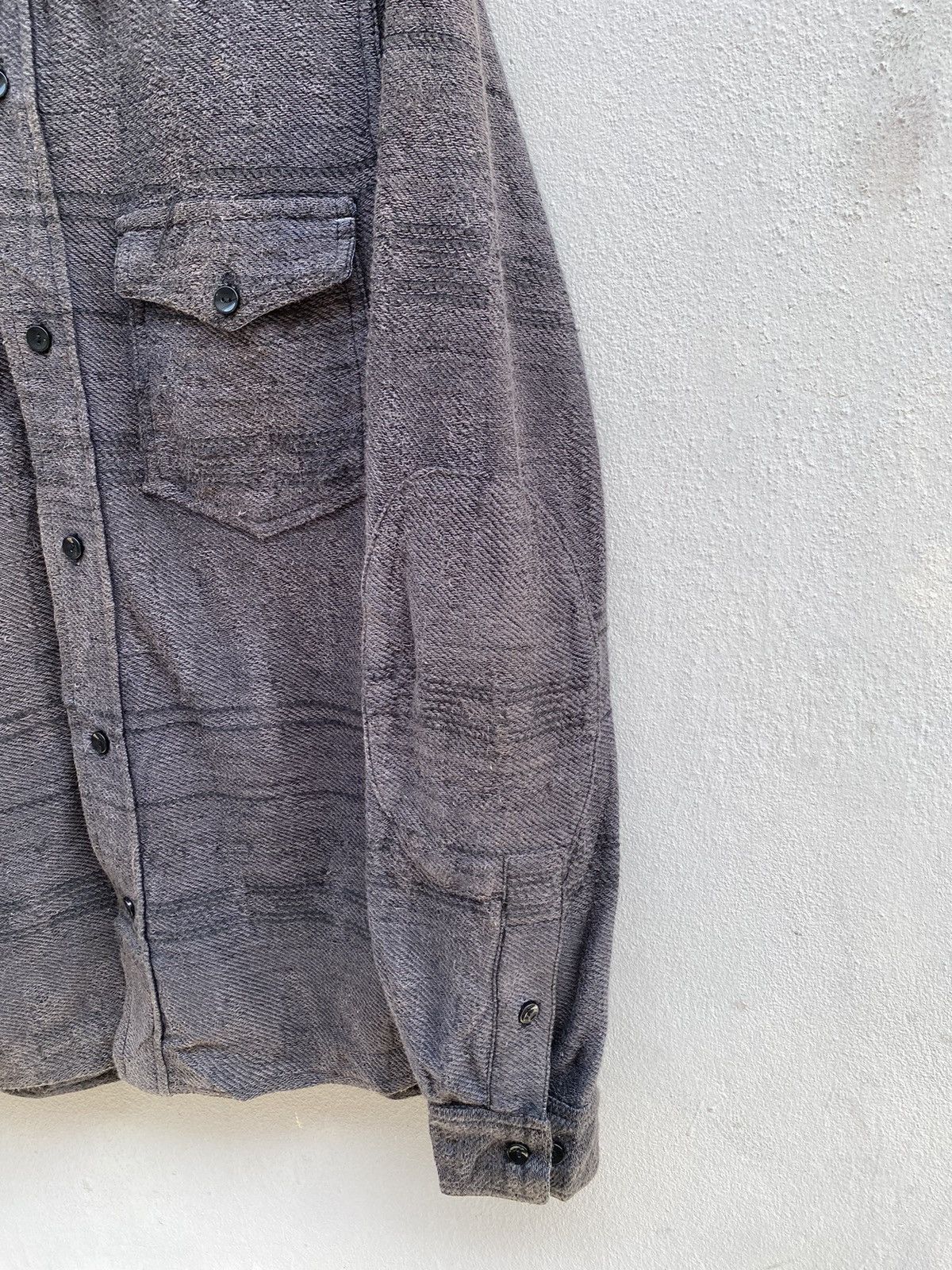 Flannel × Japanese Brand HERITAGE STONE Distress Look Charcoal Grey Flannel Size US M / EU 48-50 / 2 - 5 Thumbnail