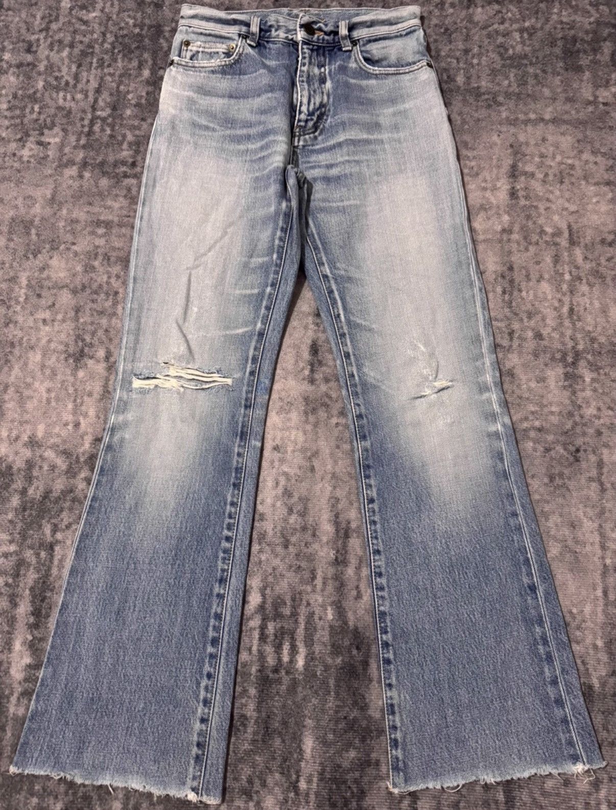 Saint Laurent Paris Saint Laurent 16FW Flared Frayed Hem Denim Jeans Size US 26 / EU 42 - 1 Thumbnail