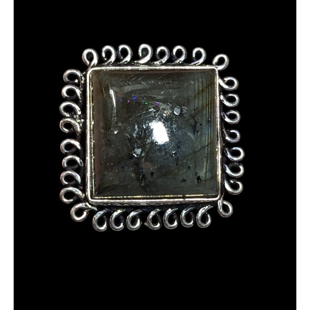 Other Whimsical Labradorite Square Cut Sterling Silver Ring Size 1 Size ONE SIZE - 9 Thumbnail