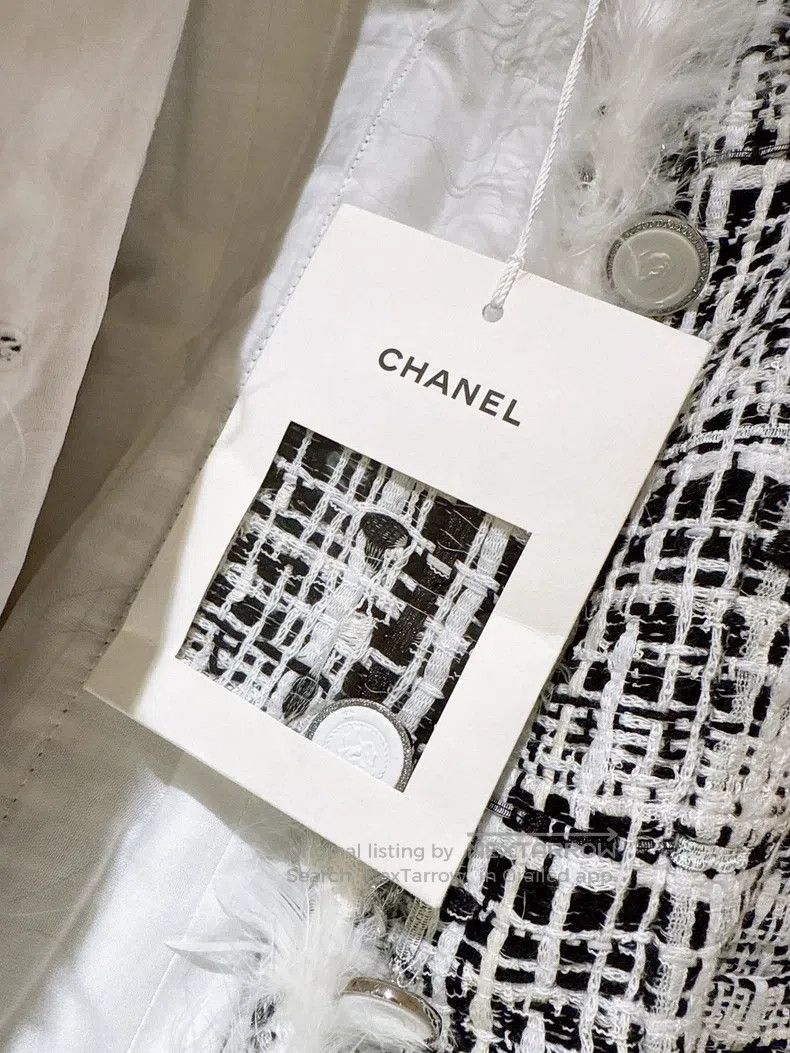 Chanel Chanel 25S Spring and Summer Black and White Woven Feather Size XXS / US 00 / IT 34 - 9 Thumbnail