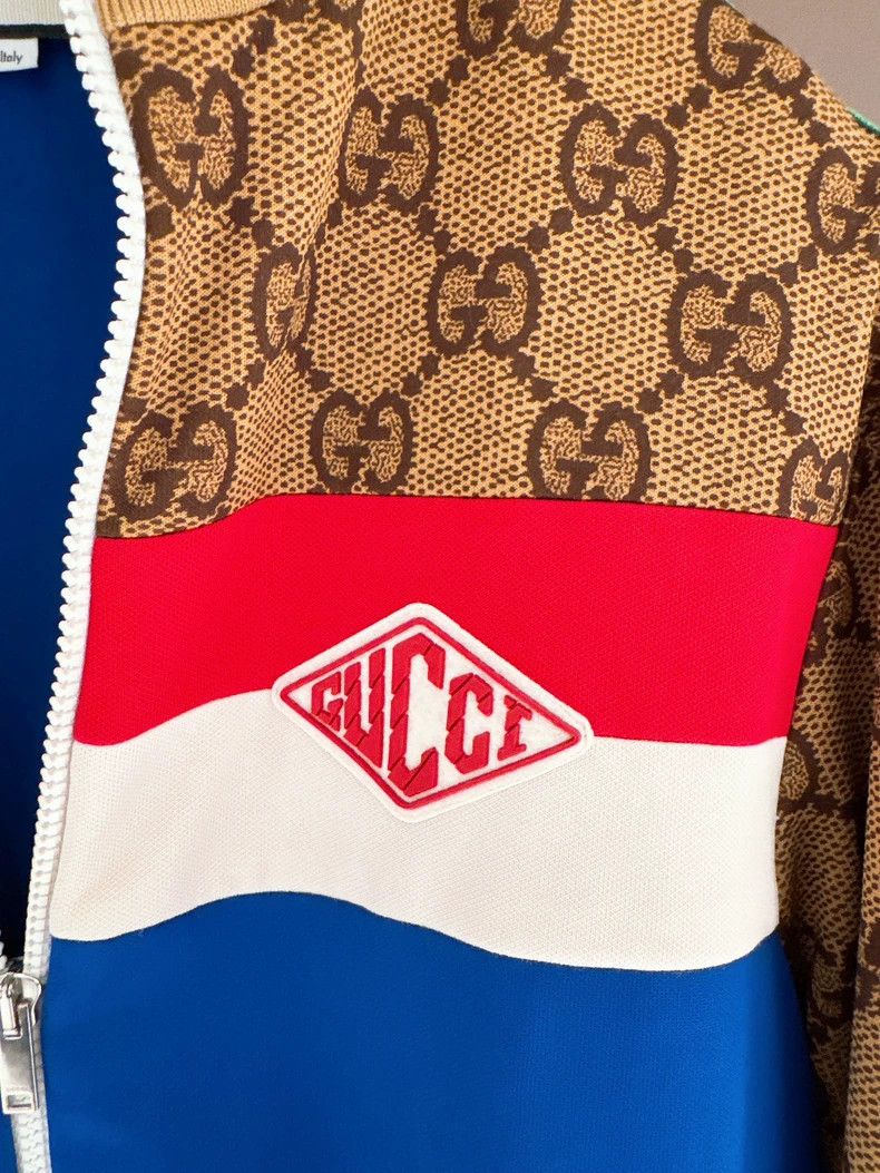 Gucci Gucci Red, white and blue color matching GG full logo stitc Size US M / EU 48-50 / 2 - 3 Thumbnail