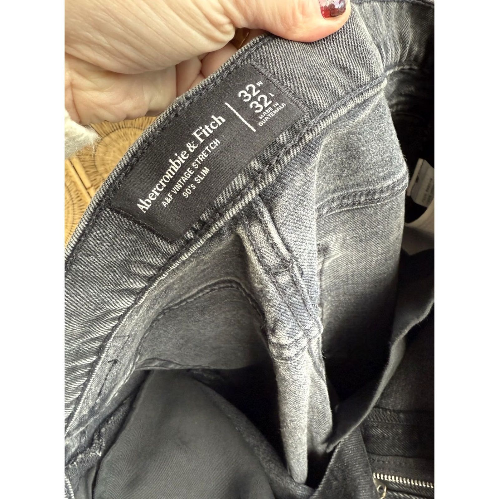 Abercrombie & Fitch Abercrombie & Fitch Men's Black 90s Stretch Slim Jeans Open Hem 32x32 Size US 32 / EU 48 - 6 Thumbnail