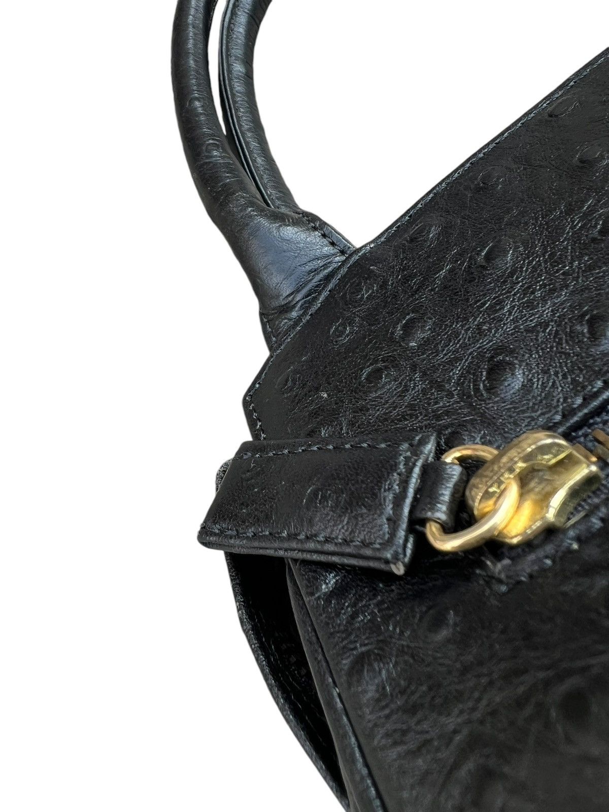 Leather × Vintage Vintage Ostrich Leather Mini Kelly Bag Torrente Paris Size ONE SIZE - 8 Thumbnail