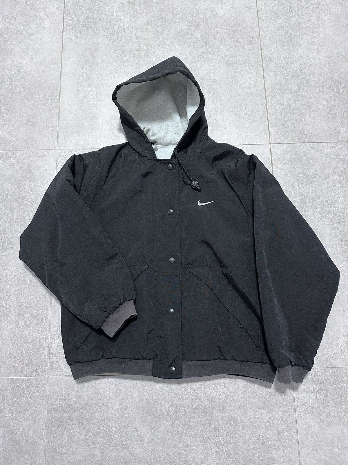 Nike × Vintage Vintage Nike Women’s Jacket Hooded 2in1 Black Grey Swoosh Size M / US 6-8 / IT 42-44 - 2 Thumbnail