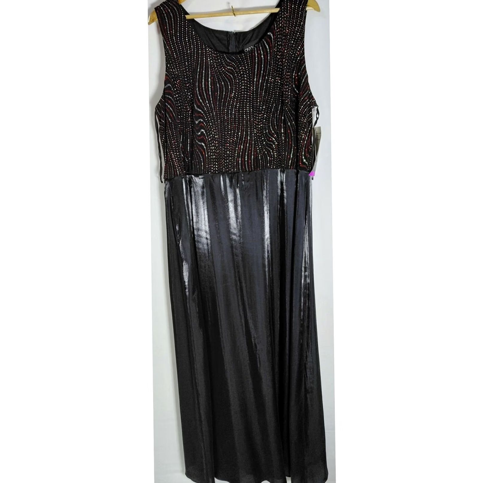 Vintage ONYX Nite Dress Sleeveless Long Solid Polyester Plus Size 24 Black Formal Party Cocktail USA Made Womens Size 4XL / US 24-26 - 2 Thumbnail