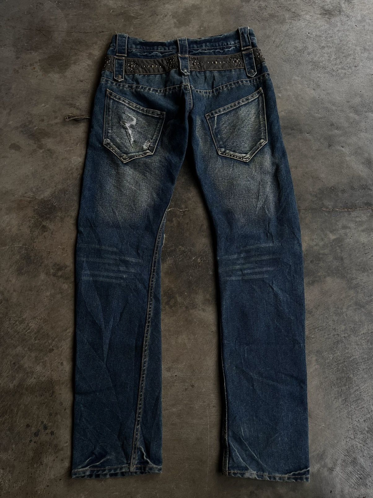 5351 POUR LES HOMMES 2000s JAPANESE BEADS ICOM DOUBLE WAIST DENIM PUNK PANTS VKEI Size US 32 / EU 48 - 2 Thumbnail