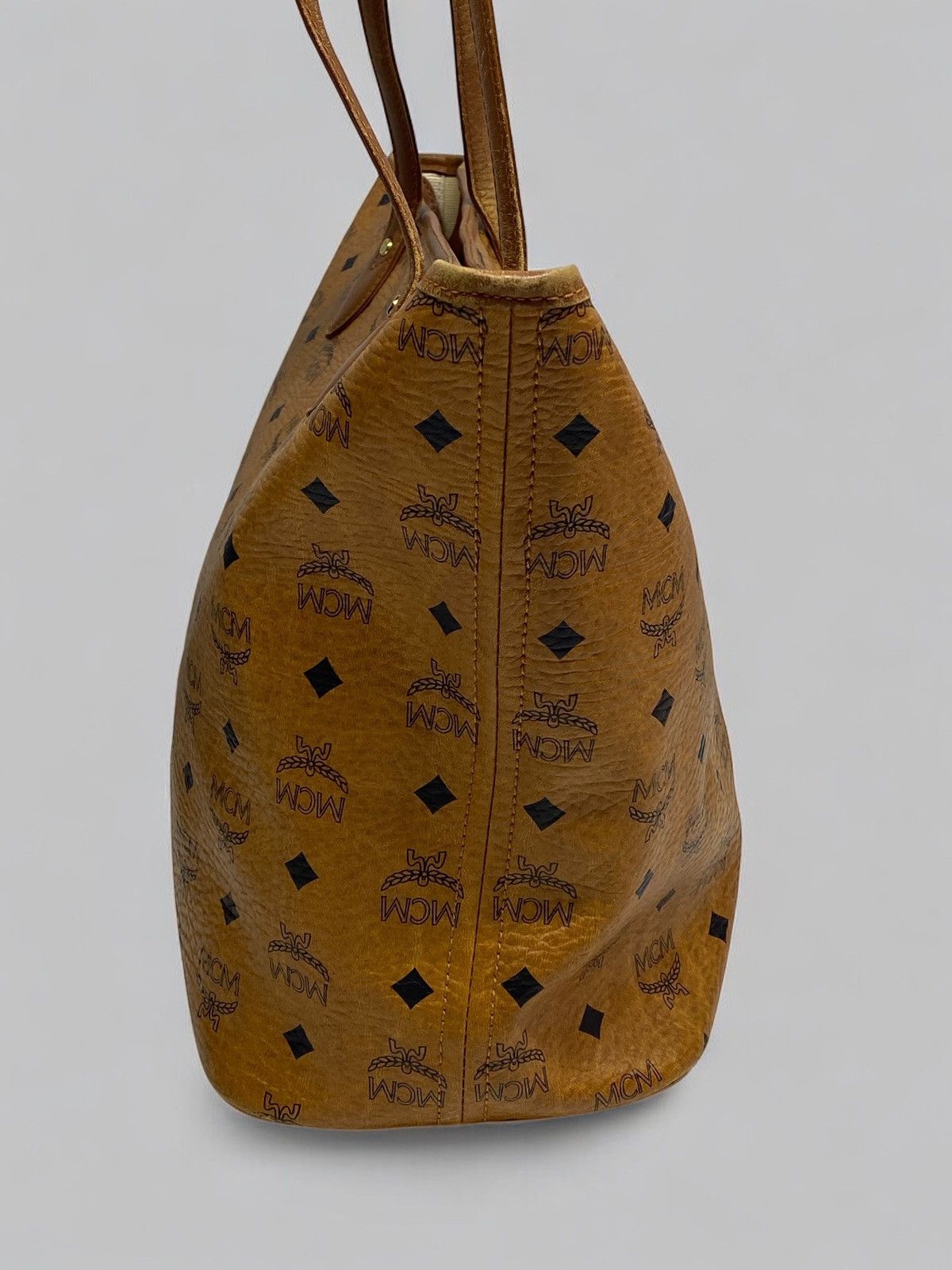MCM MCM Visetos Tote Bag Cognac Brown Monogram Leather Bag Size ONE SIZE - 5 Thumbnail