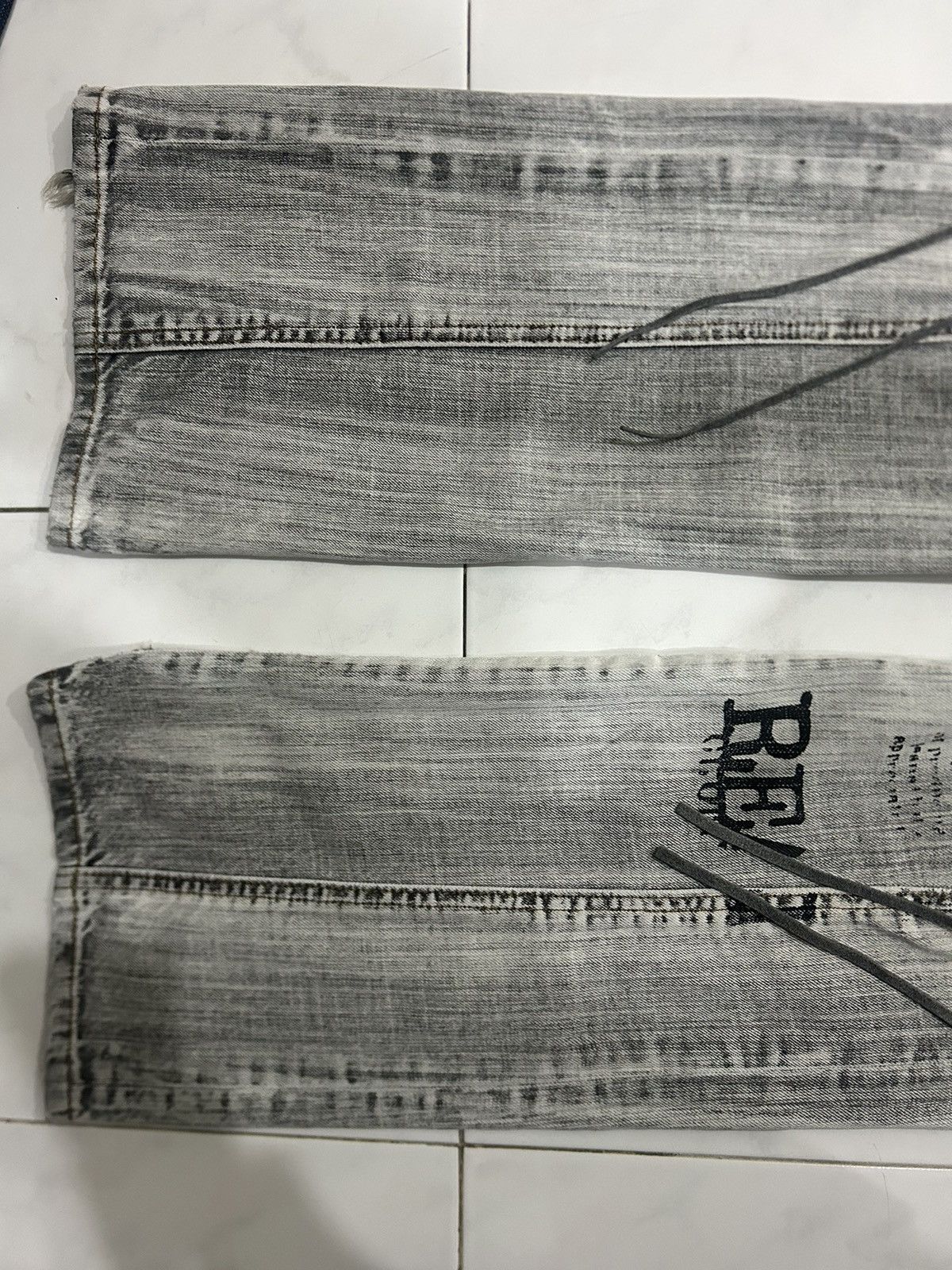If Six Was Nine Vintage Japanese Mudwash Trashed Printed Faded Flared Jeans Size US 33 - 4 Thumbnail