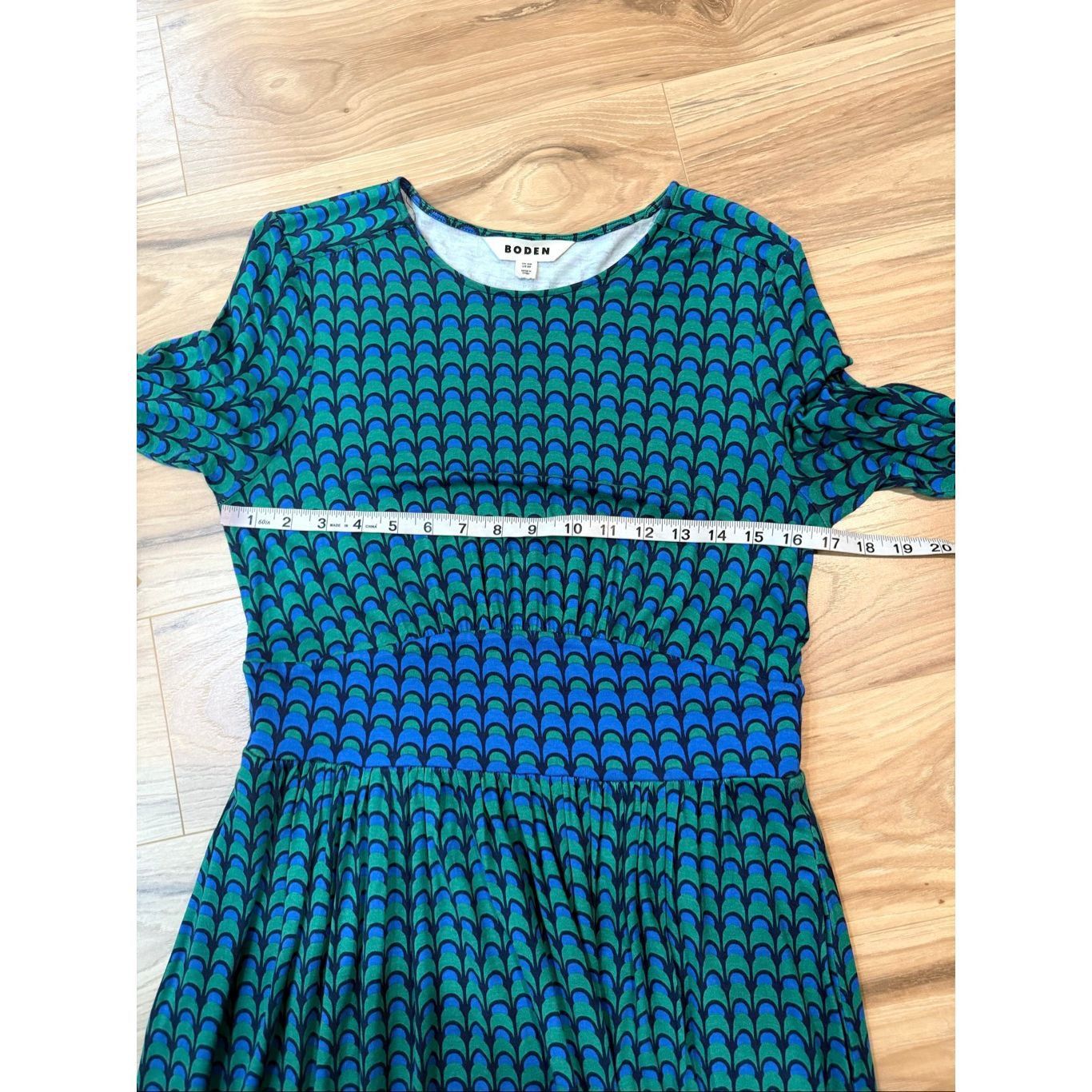 Boden Boden Thea Long Sleeve Midi Dress green blue navy geometric print size 8R Size M / US 6-8 / IT 42-44 - 7 Thumbnail