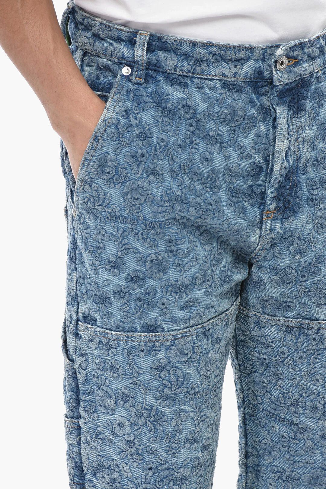Off-White og1mm0526 Embroidered Denim Regular-Fit Jeans in Blue Size US 32 / EU 48 - 3 Thumbnail