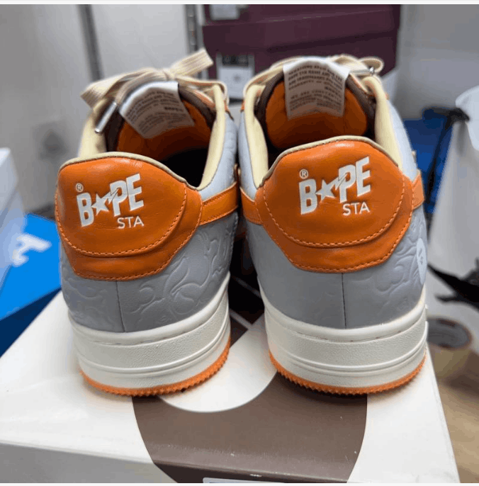 Bape A Bathing Ape Bapesta Low Orange Grey Sneakers Size US 11 / EU 44 - 5 Thumbnail