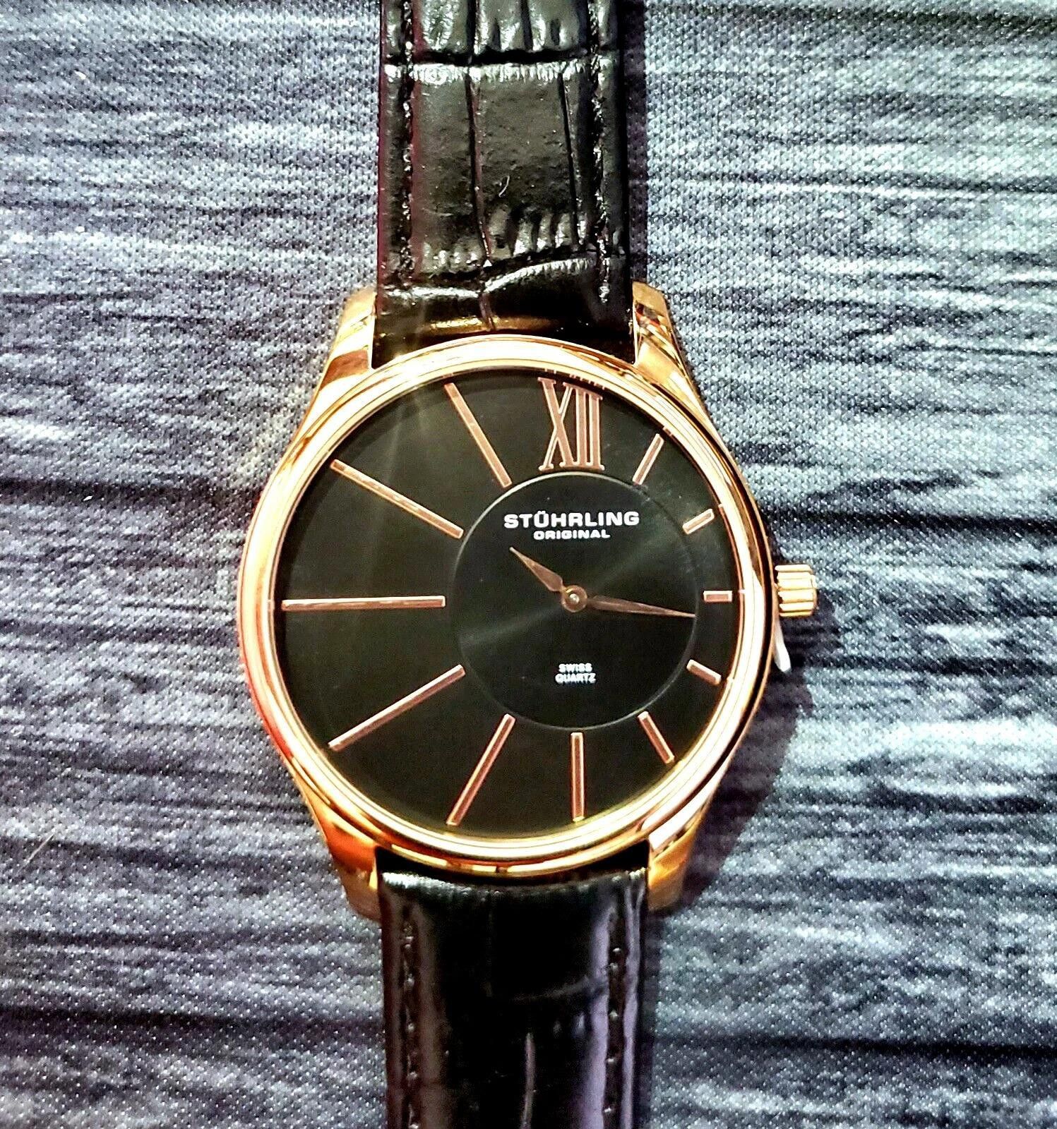 New Rare Rose Gold Stuhrling Avant Garde Swiss Mens Watch