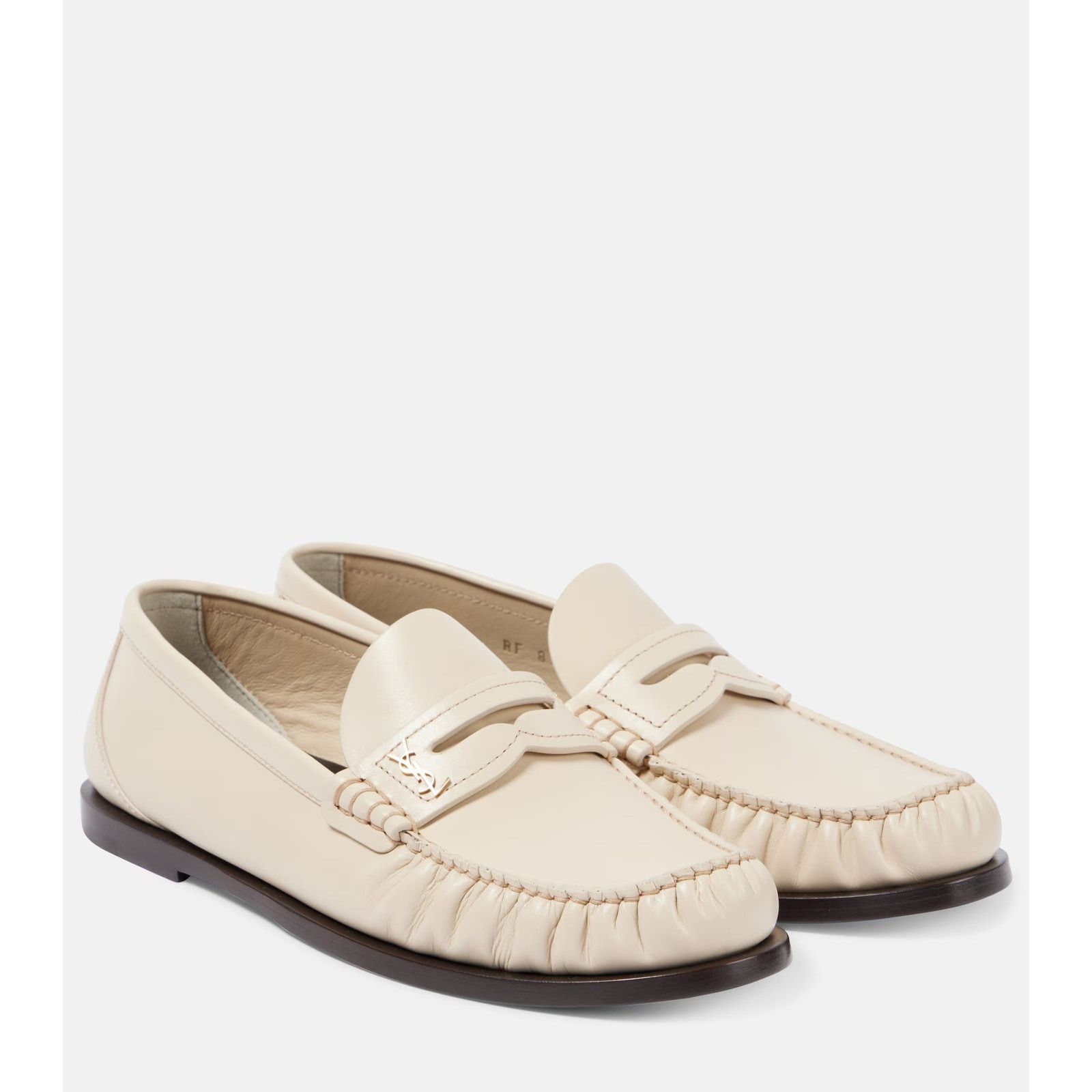 Saint Laurent Paris NIB Saint Laurent YSL Logo Leather Penny Loafers White 34.5 Size US 4.5 / IT 34.5 - 10 Thumbnail