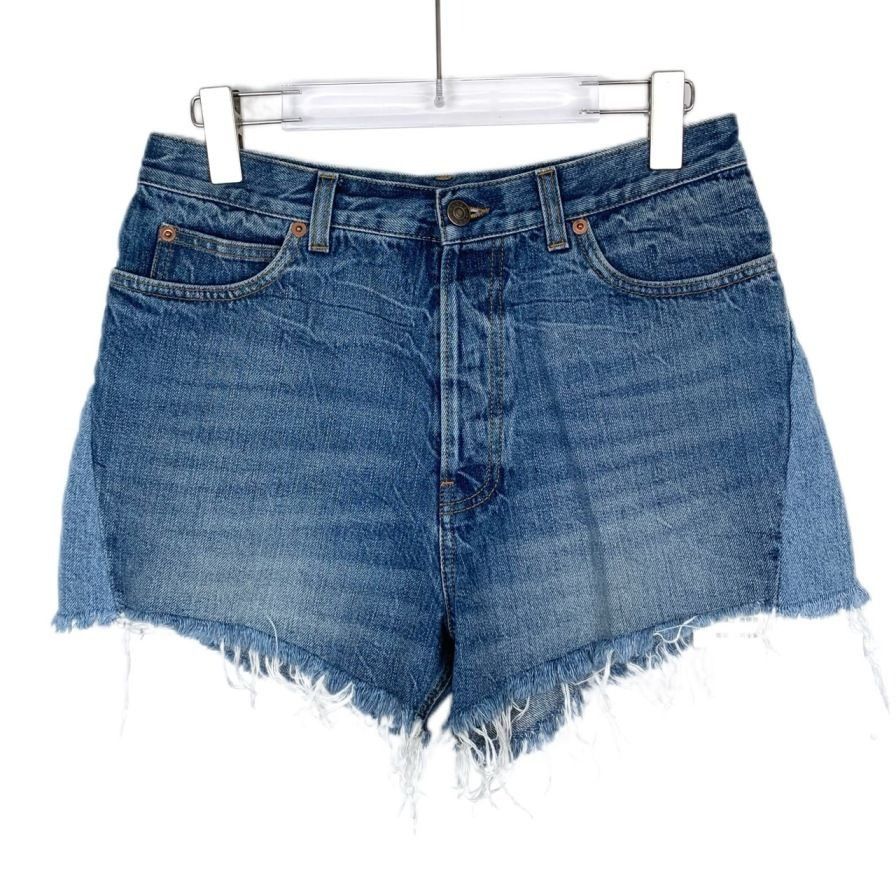 Gucci Gucci Womens High-Waisted Distressed Denim Shorts With Raw E Size 32" / US 10 / IT 46 - 1 Thumbnail
