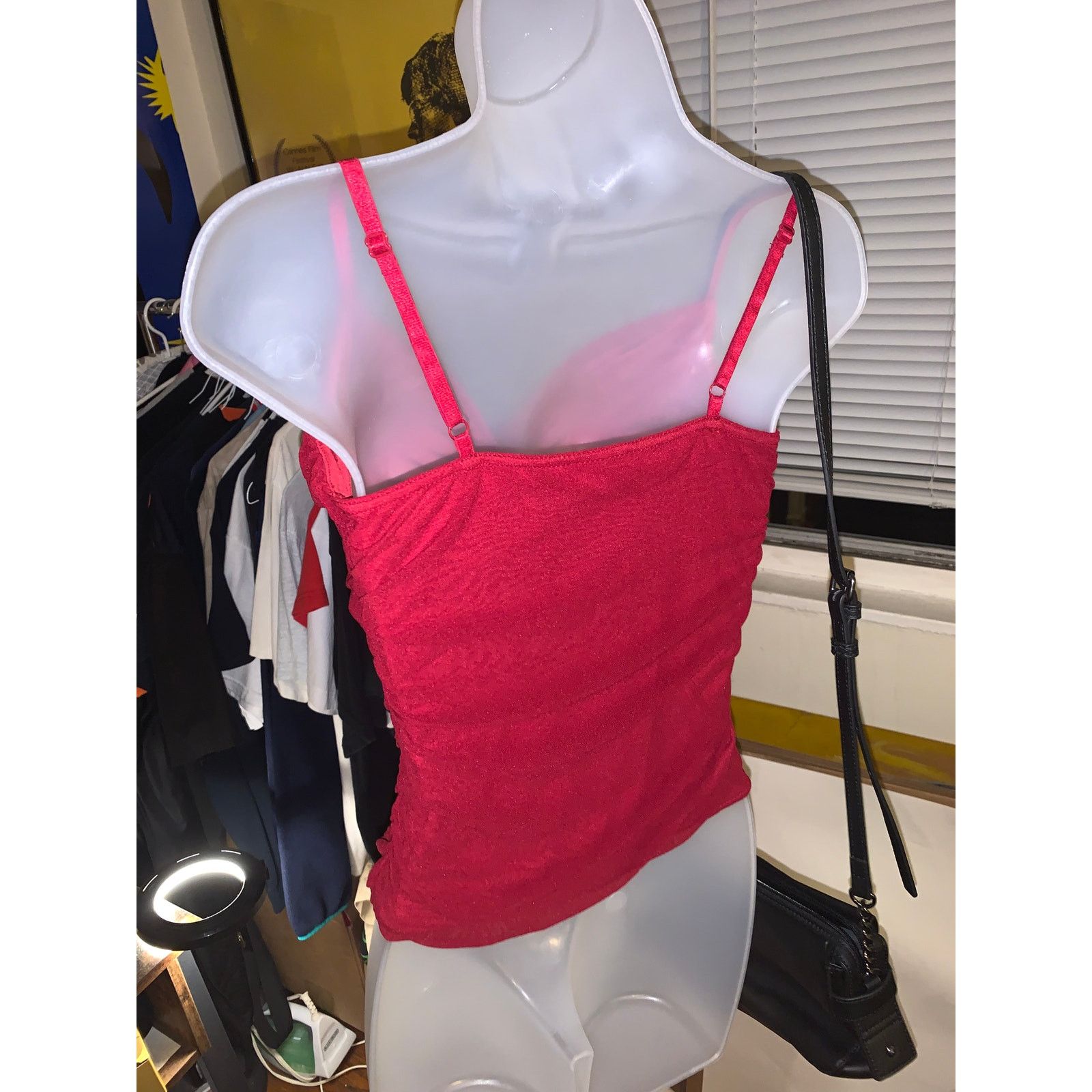Other Thalia Sodi Burgundy Ruched Surplice Cami Top Mesh NWT M Size M / US 6-8 / IT 42-44 - 8 Thumbnail