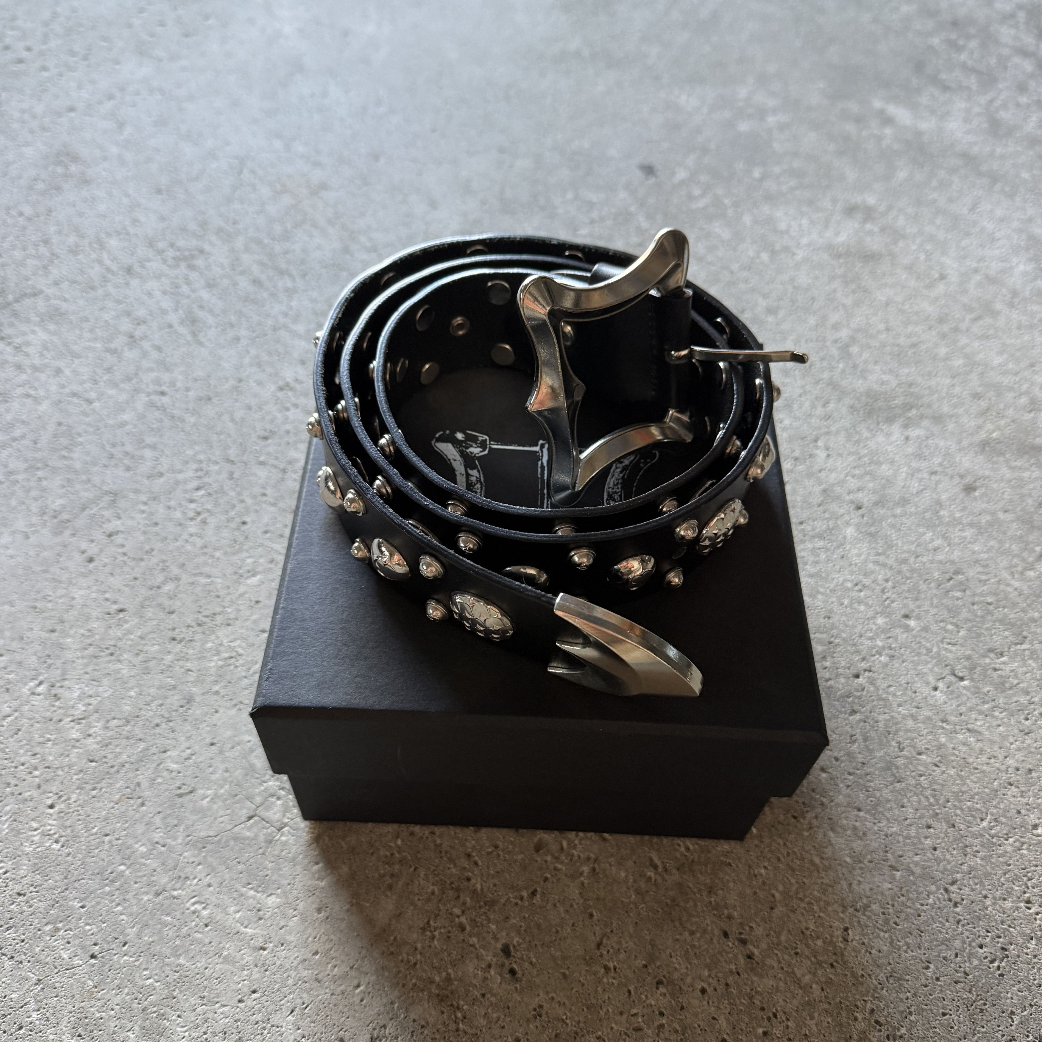 thug club black leather studded dragon belt