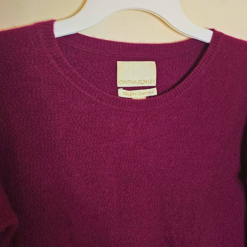Cynthia Rowley Cynthia Rowley 100% Cashmere Sweater Burgundy Wine Split Hem Size M / US 6-8 / IT 42-44 - 4 Thumbnail