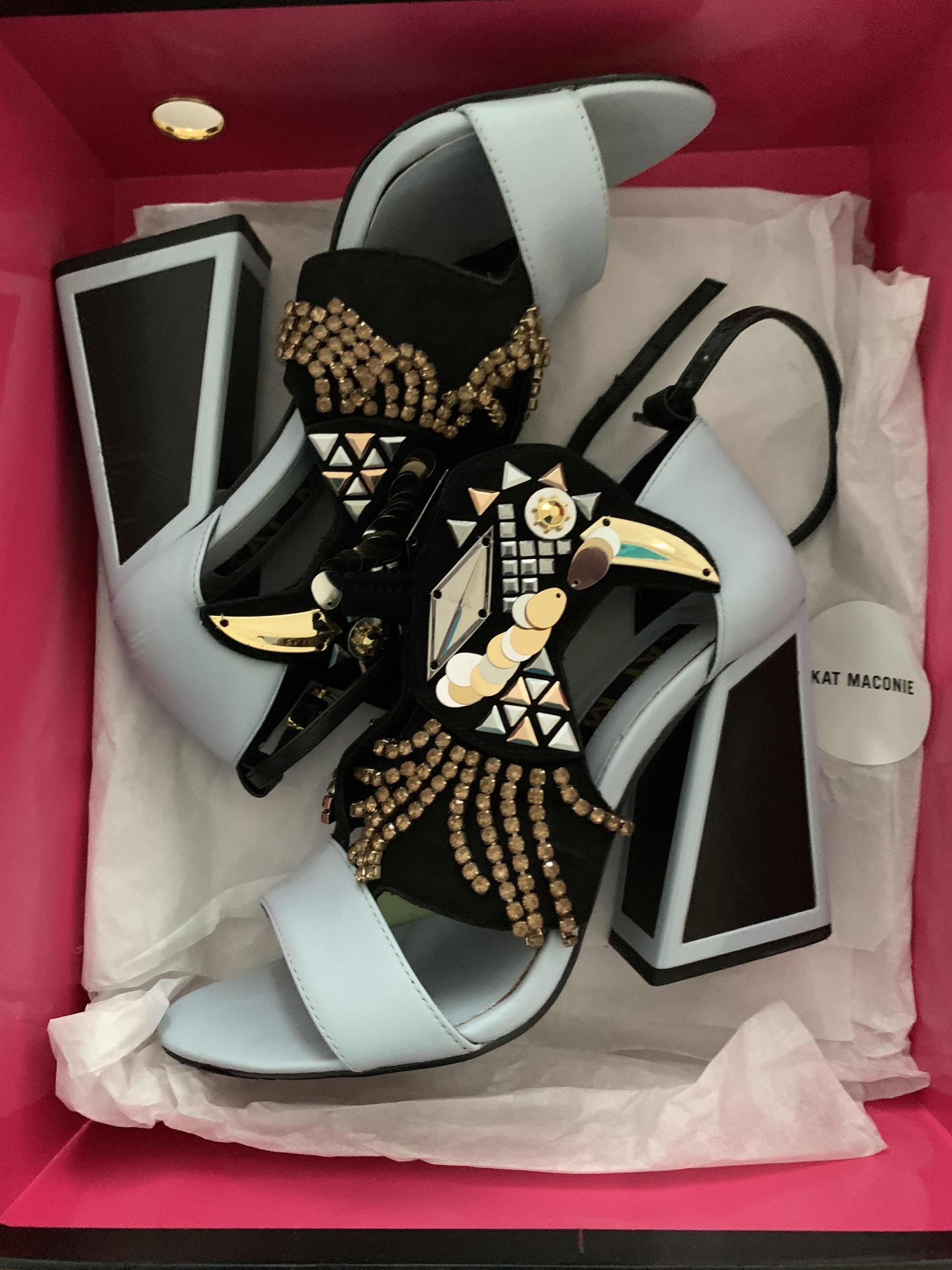 Other Kat Maconie Resort Aya Embellished Block Heel Shoes Size 5 Size US 5 / IT 35 - 2 Thumbnail