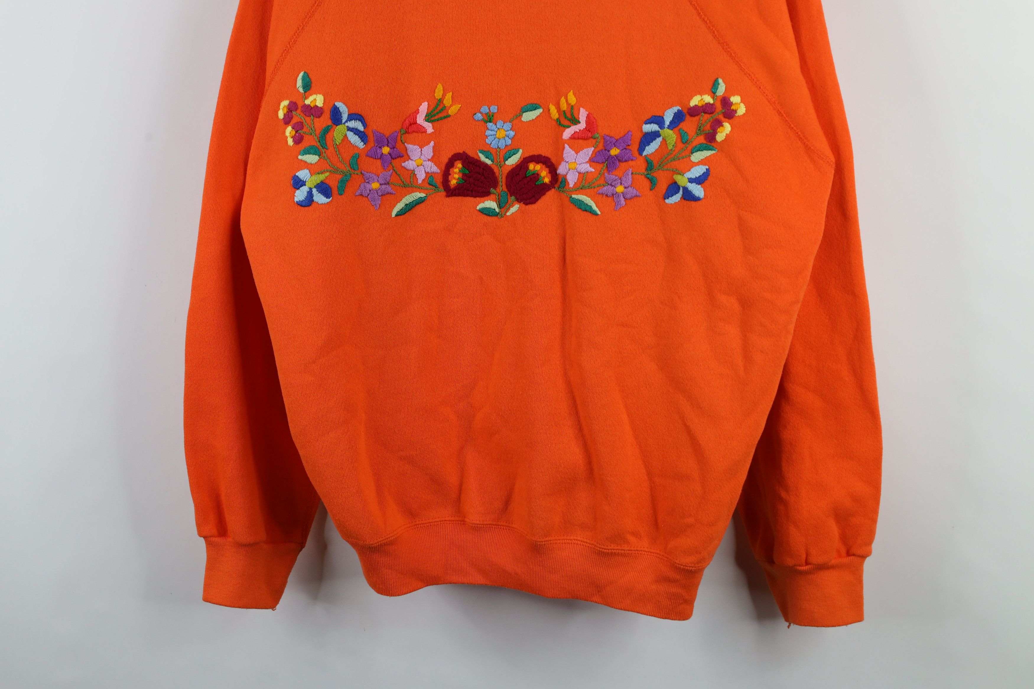 Vintage Vintage 90s Streetwear Embroidered Flower Sweatshirt USA Size XL / US 12-14 / IT 48-50 - 3 Thumbnail