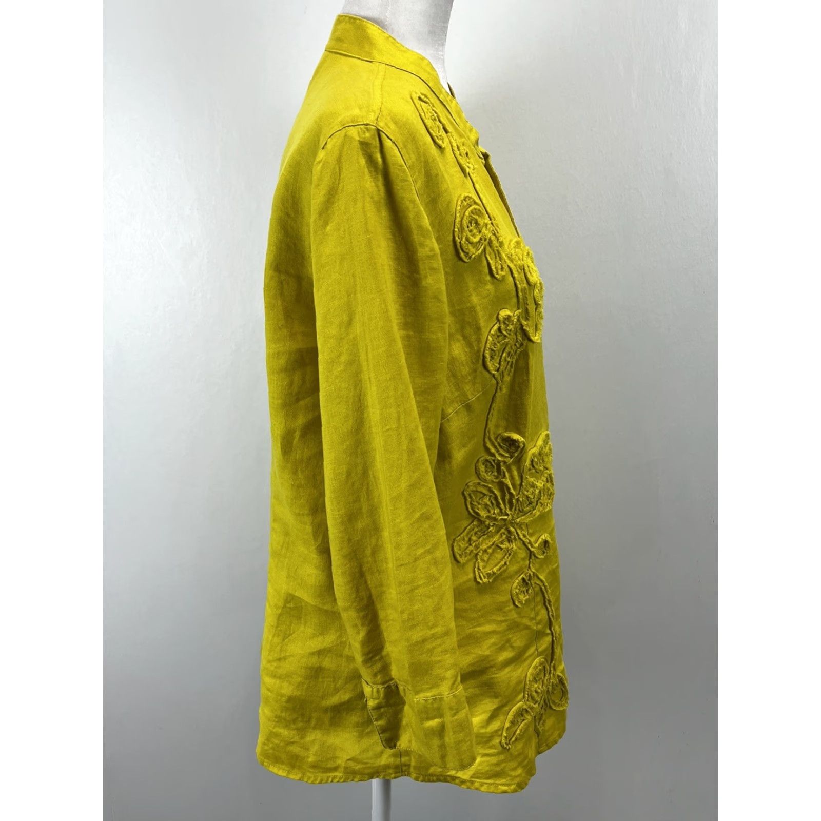 Charter Club VINTAGE Charter Club Linen Tunic Shirt 14 Button-Up Women’s 100% Linen Yellow Long Sleeve Size 14 Womens Size XL / US 12-14 / IT 48-50 - 4 Thumbnail