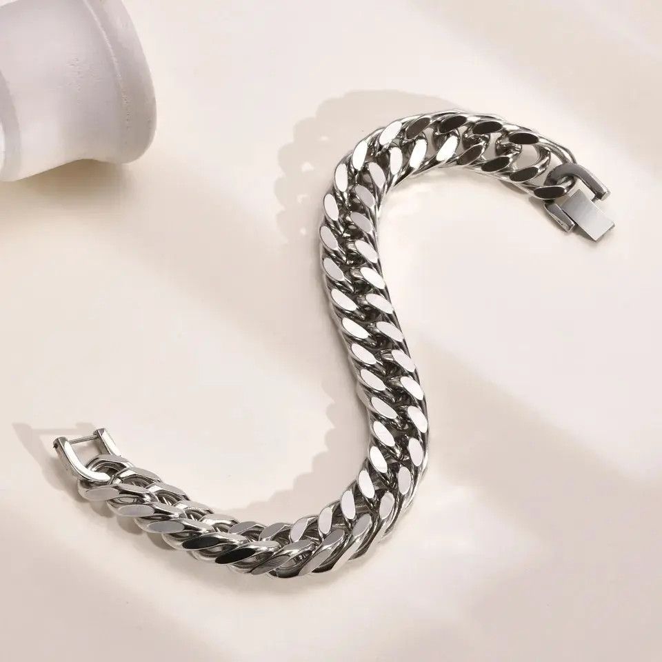 Other 15mm Stainless Steel Cuban Chain Bracelet Size ONE SIZE - 5 Thumbnail