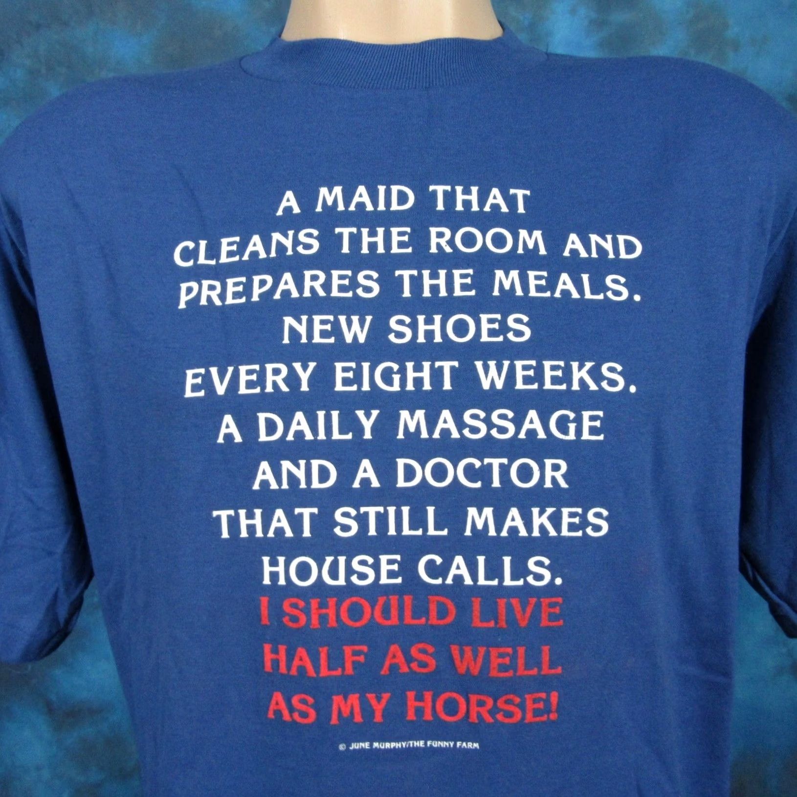 Olive NOS vintage I SHOULD LIVE HALF AS WELL AS MY HORSE PAPER THIN T-Shirt M/L Cowboy Men Size US M / EU 48-50 / 2 - 3 Thumbnail