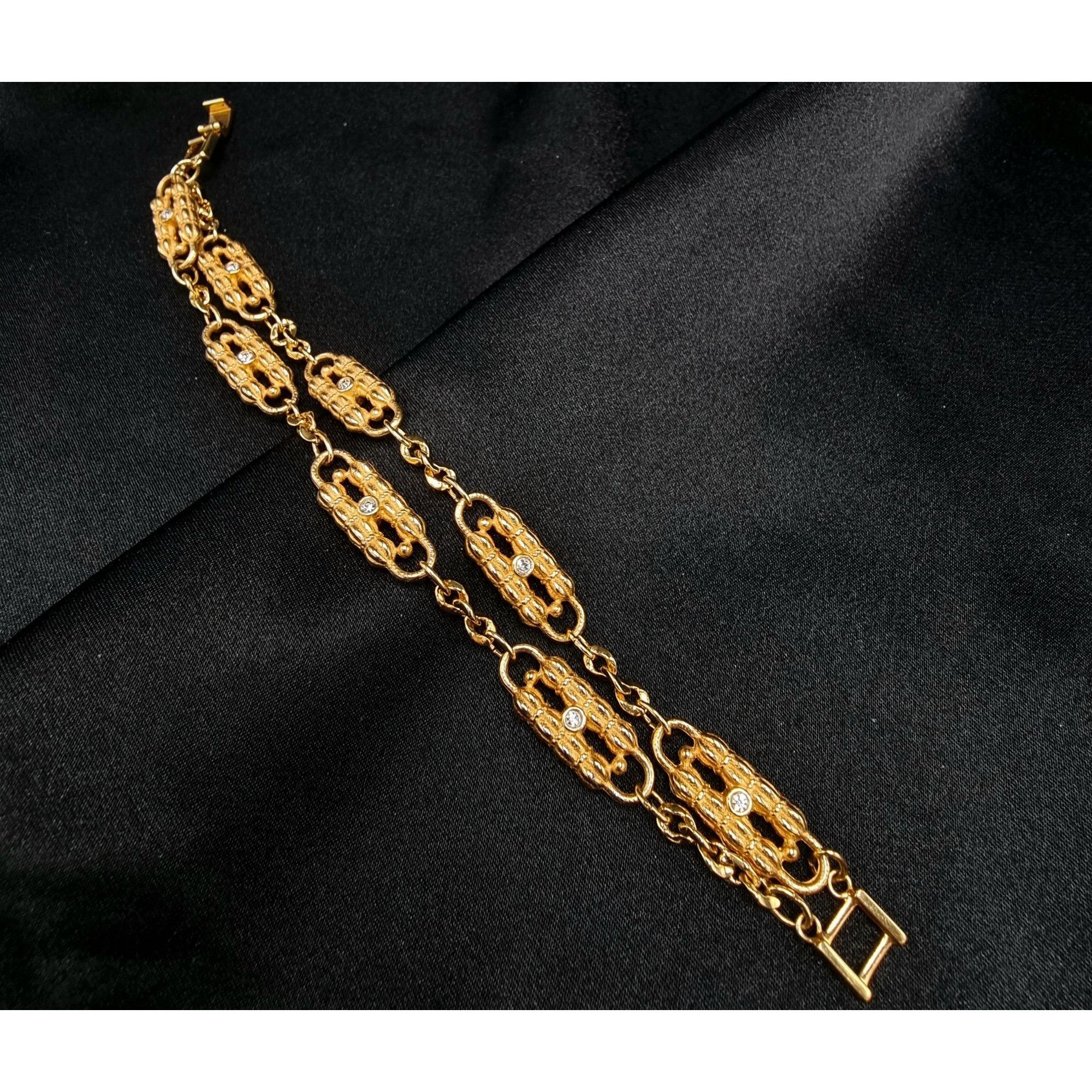 Vintage Vintage JBK Gold-Tone Chain Link Bracelet With Rhinestone Ac Size ONE SIZE - 4 Thumbnail