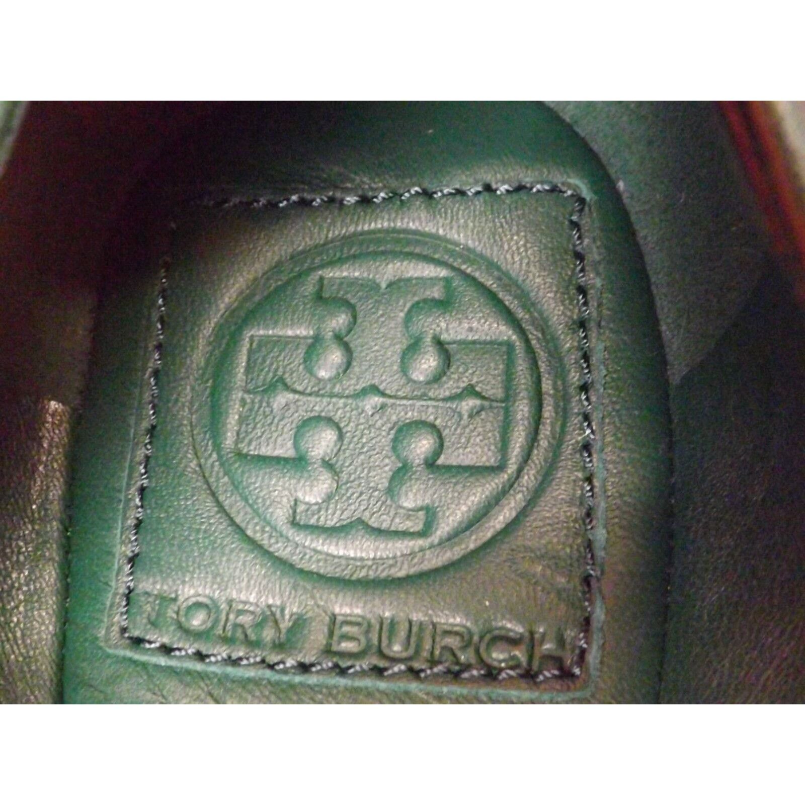 Tory Burch TORY BURCH AMBROSE DARK GREEN LEATHER GOLD REVA FLATS 7 Size US 7 / IT 37 - 11 Thumbnail