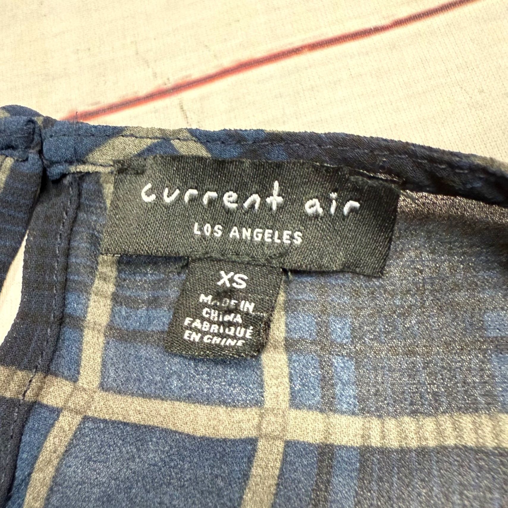 Vintage Current Air Womens XS Blue Plaid Long Sleeve Peplum Hem Blouse Keyhole Neck Size XS / US 0-2 / IT 36-38 - 6 Thumbnail