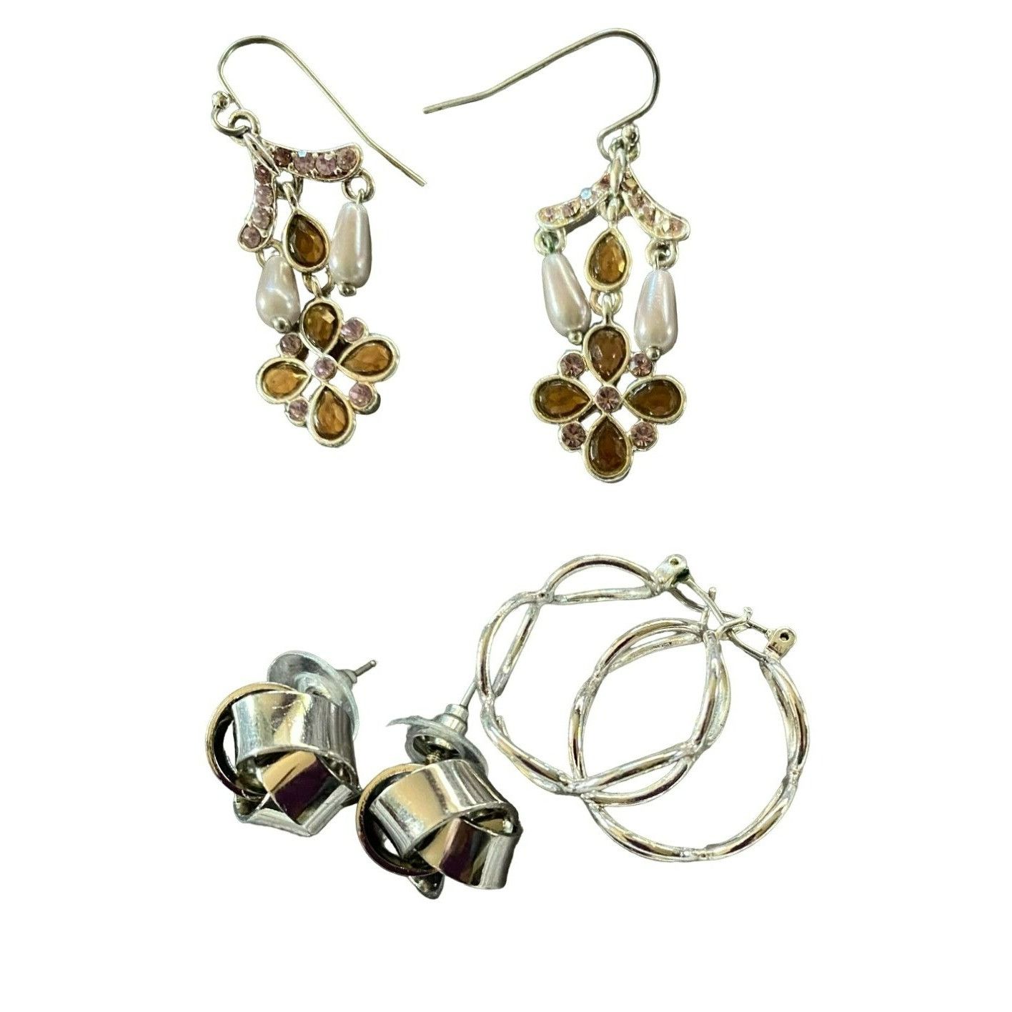 Other Elegant Mixed Style Earring Set Featuring Pearl Dangles Twis Size ONE SIZE - 1 Thumbnail