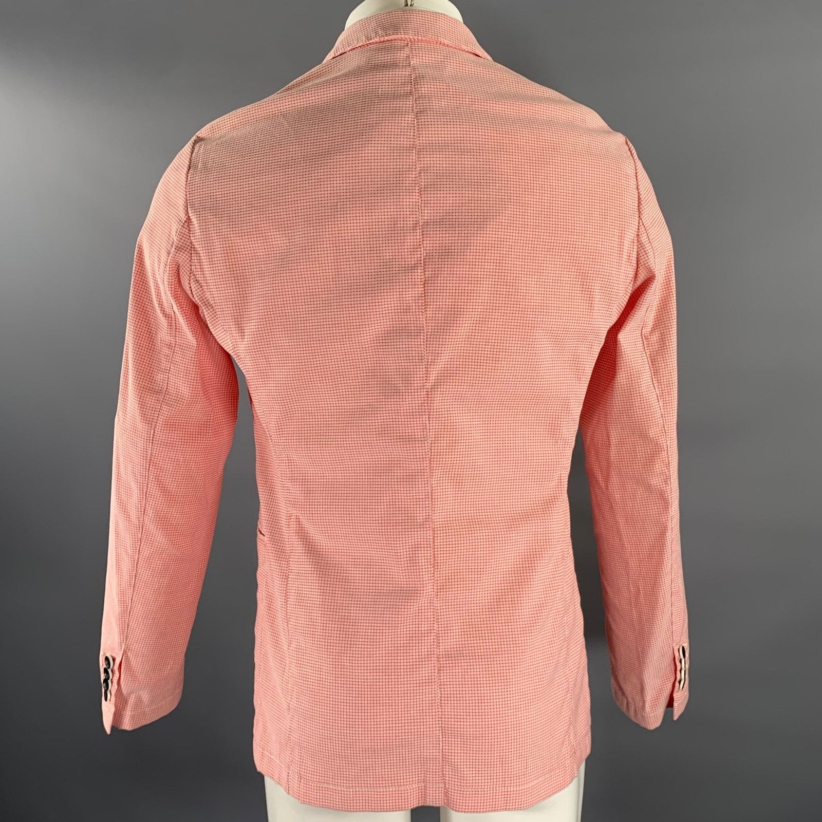 Armani Collezioni ARMANI COLLEZIONI 38 Red White Grid Cotton Blend Sport Coat Size 38R - 4 Thumbnail