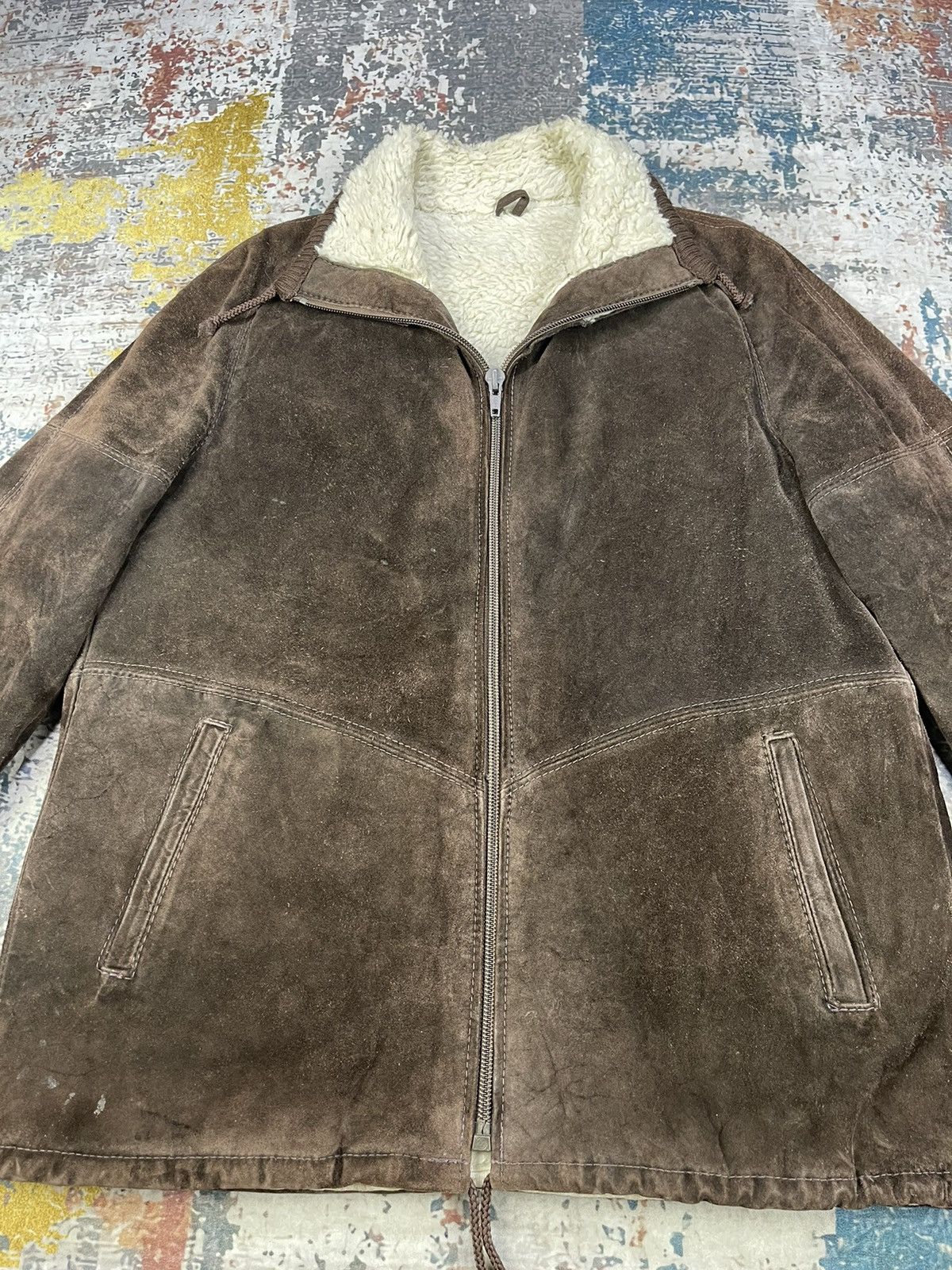 Vera Pelle Vera Pelle Suede Leather Sherpa Lined Jackets Size US L / EU 52-54 / 3 - 4 Thumbnail