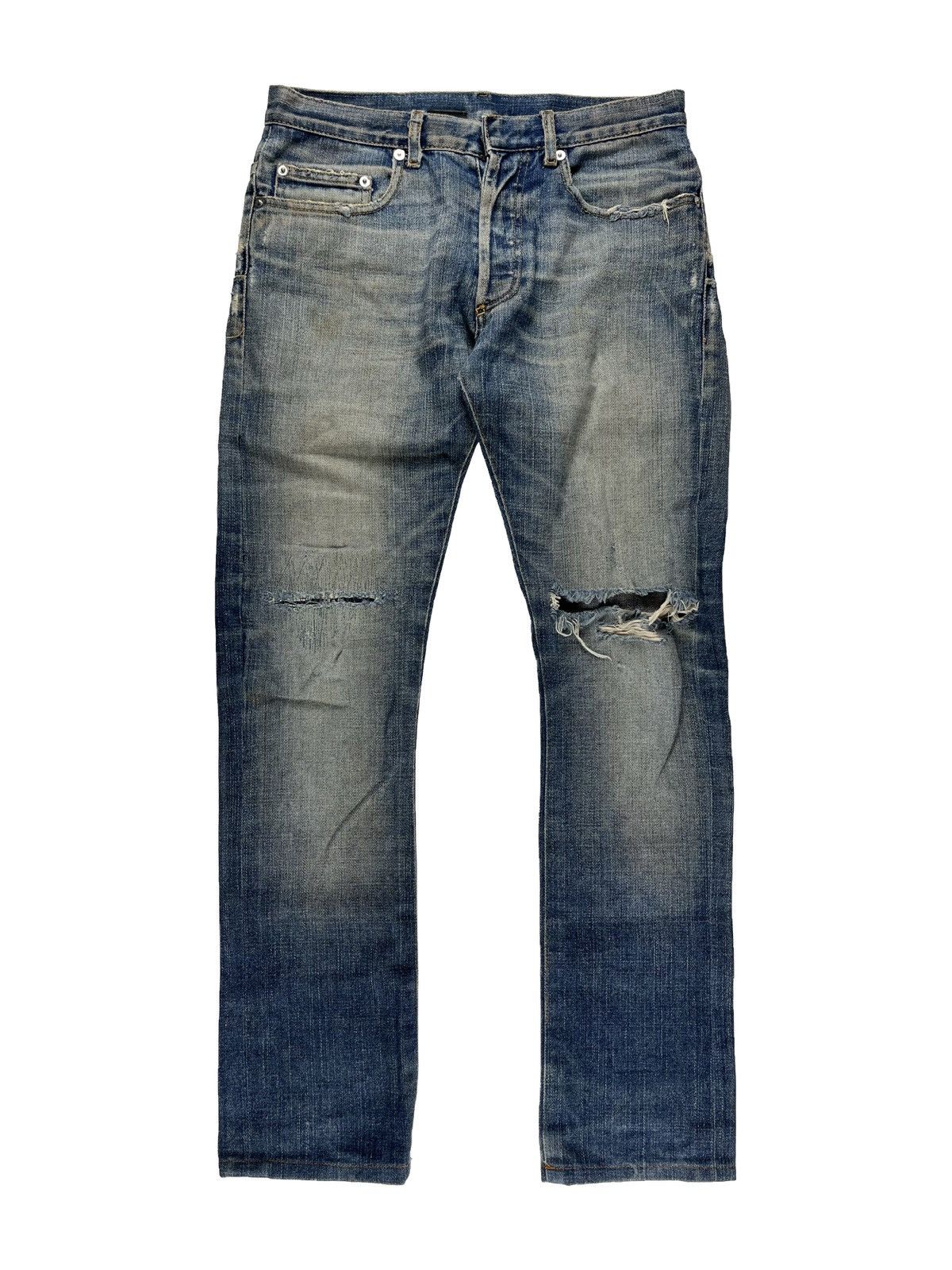 image of Aw05 Dior Homme In The Morning Rusted Zipper Denim Jeans in Blue, Men's (Size 28)