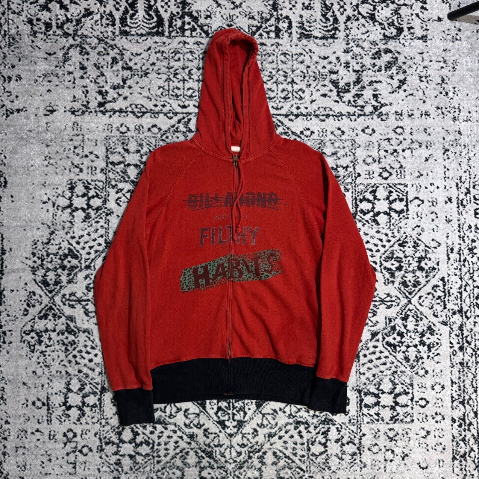 Billabong × Vintage Vintage Billabong Unisex Red Cotton Zip Hoodie Size Medium Size US M / EU 48-50 / 2 - 1 Thumbnail