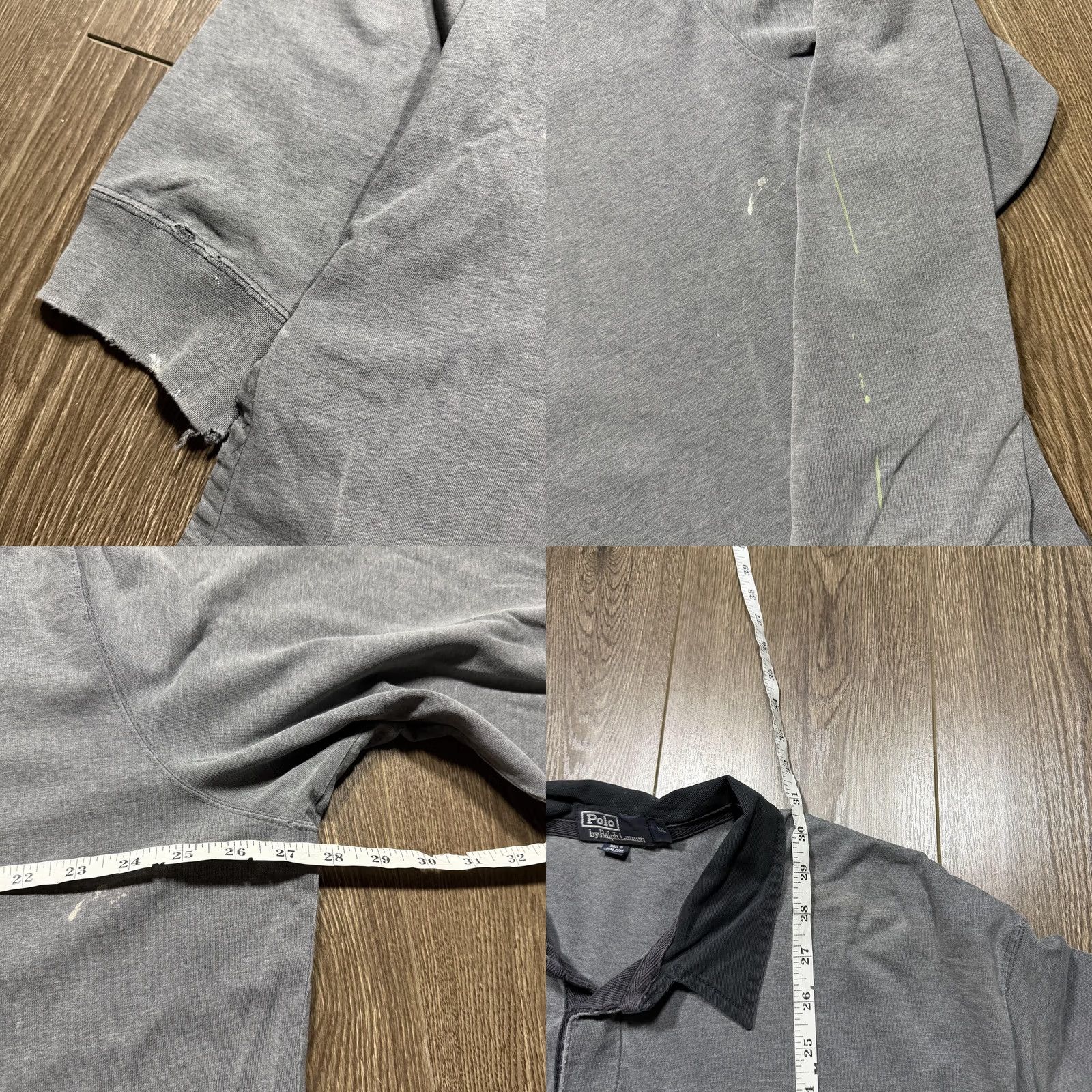 Polo Ralph Lauren VINTAGE Polo by Ralph Lauren Rugby Shirt 2XL Gray Collar Long Sleeve Polo Shirt Mens Size US XXL / EU 58 / 5 - 8 Thumbnail