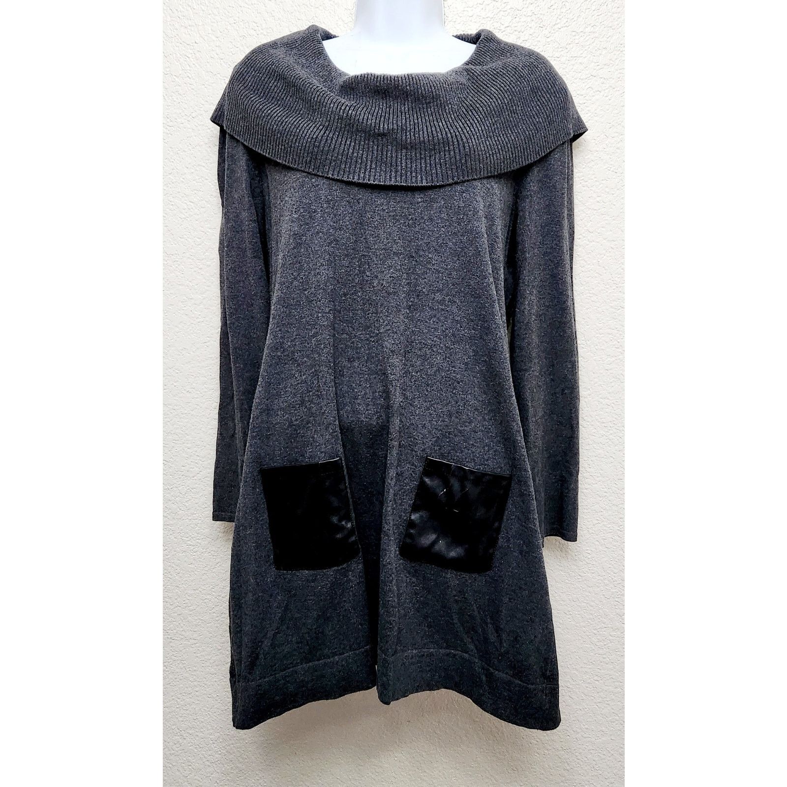 Other Style & Co Gray Charcoal Cowl Neck Sweater Medium Pleather Size M / US 6-8 / IT 42-44 - 1 Thumbnail