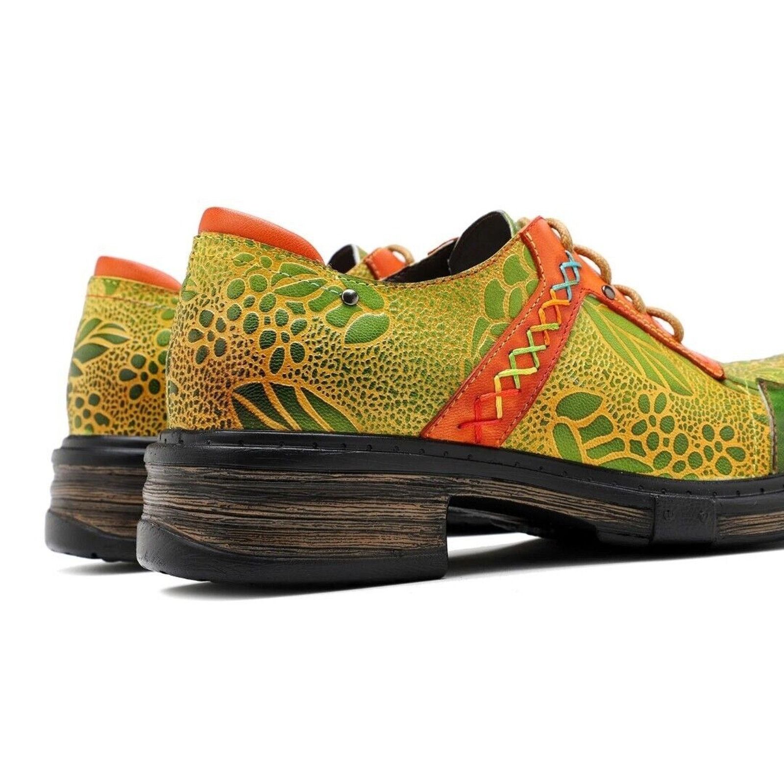 & Other Stories New BOHO Hand Printed Hippie Art Leather Oxford Shoes 5/6 36 Size US 6 / IT 36 - 11 Thumbnail