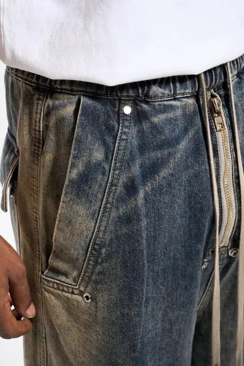 VIBE Baggy Washed Zipper Gradient Vintage Denim Jeans Size US 34 / EU 50 - 7 Thumbnail