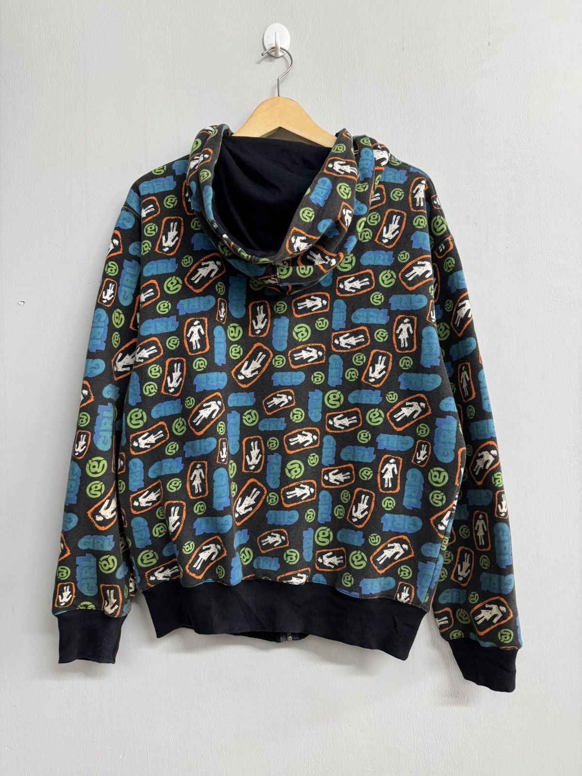 Vintage ZIP HOODIE GIRL SKATEBOARD ALL OVER PRINT 🔥VERY RARE🔥 Size US L / EU 52-54 / 3 - 7 Thumbnail