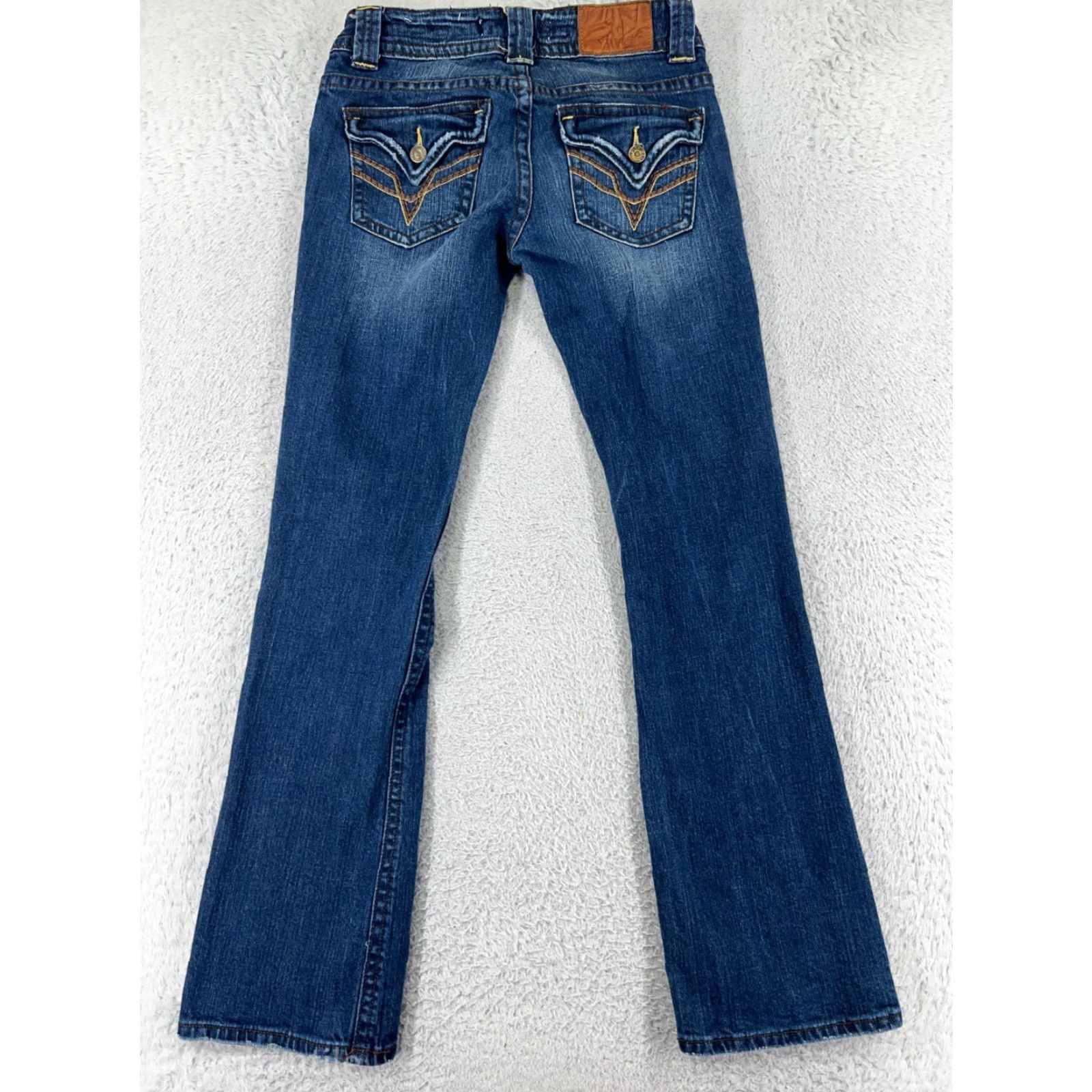 VIGOSS Womens Jeans Bootcut 3 Blue Denim Stretch Low Rise Cotton Vintage Girl