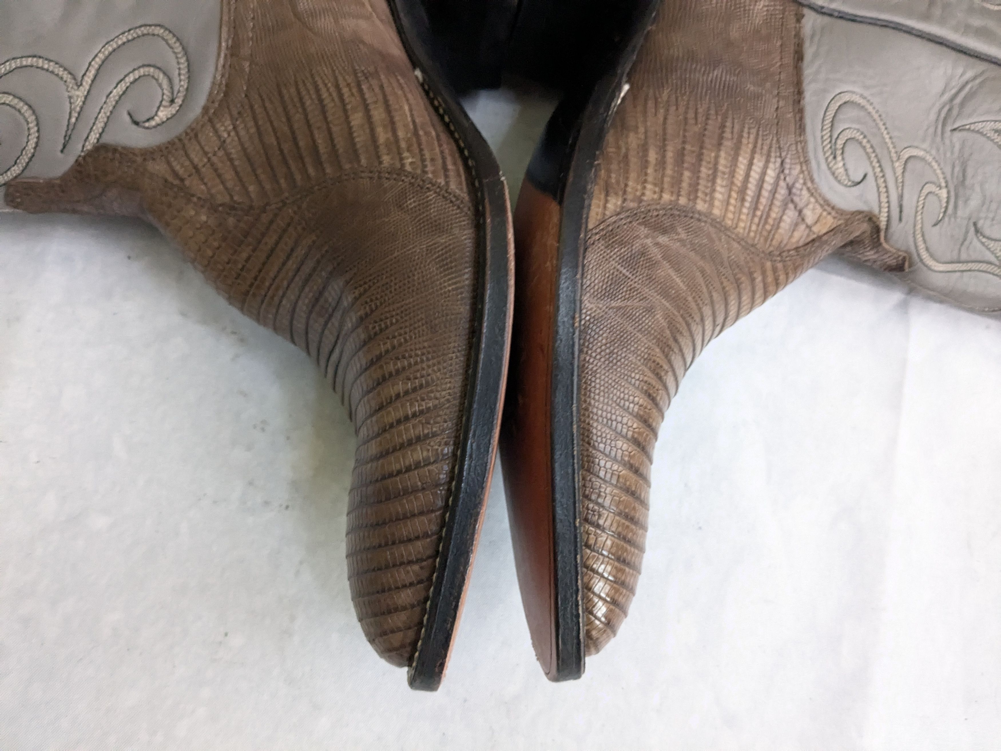Dan Post Dan Post Cowboy Boots Olive Green Lizard Leather 8.5 Gray Size US 8.5 / EU 41-42 - 10 Thumbnail