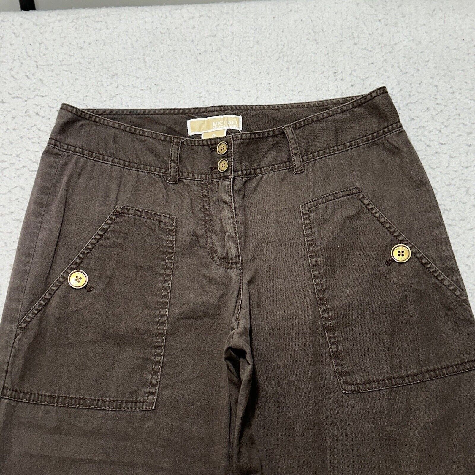 Michael Kors Michael Kors 4 Capri Flat Front Pants Brown Straight Leg Size 27" / US 4 / IT 40 - 2 Thumbnail