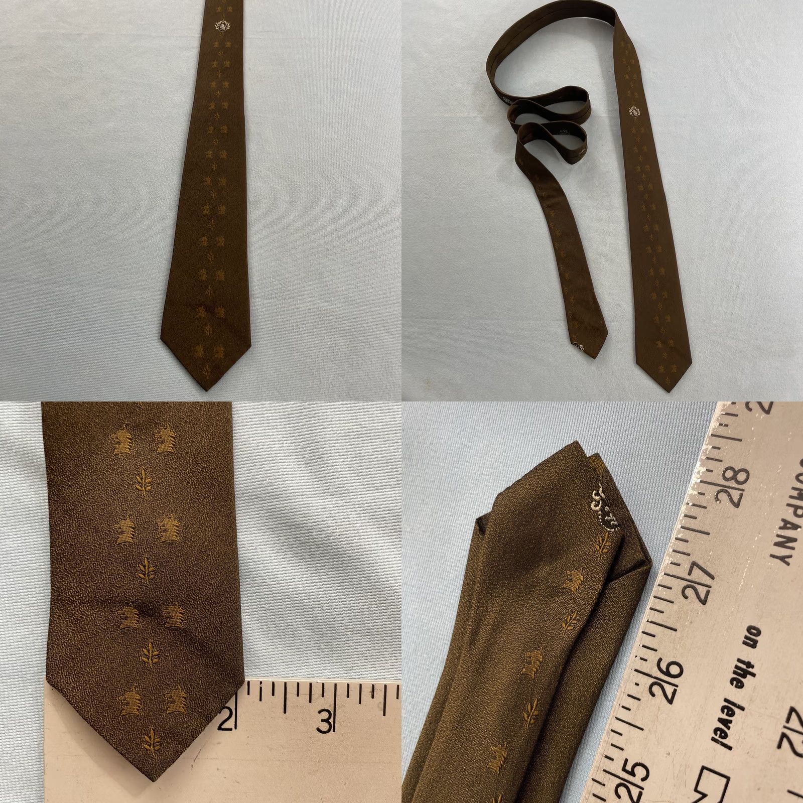 MCM vtg Hurwitz Silk Tie Distinctive Mens Slim MCM Deco Medallion Brown 2x57 Capsule Necktie Size ONE SIZE - 8 Thumbnail
