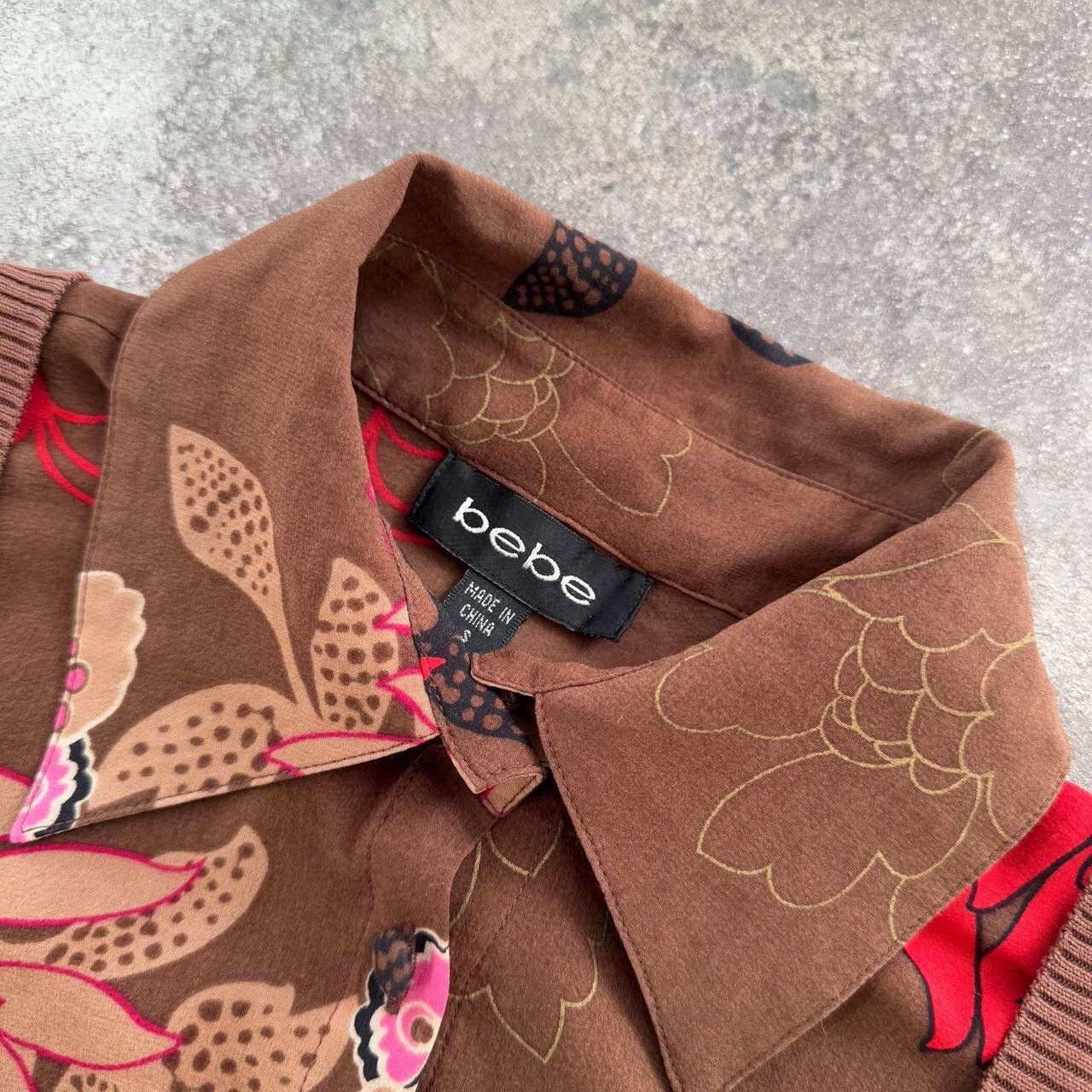 Bebe × Japanese Brand BEBE Y2K Havana Printed Long Sleeve Silk Top Size S / US 4 / IT 40 - 10 Thumbnail