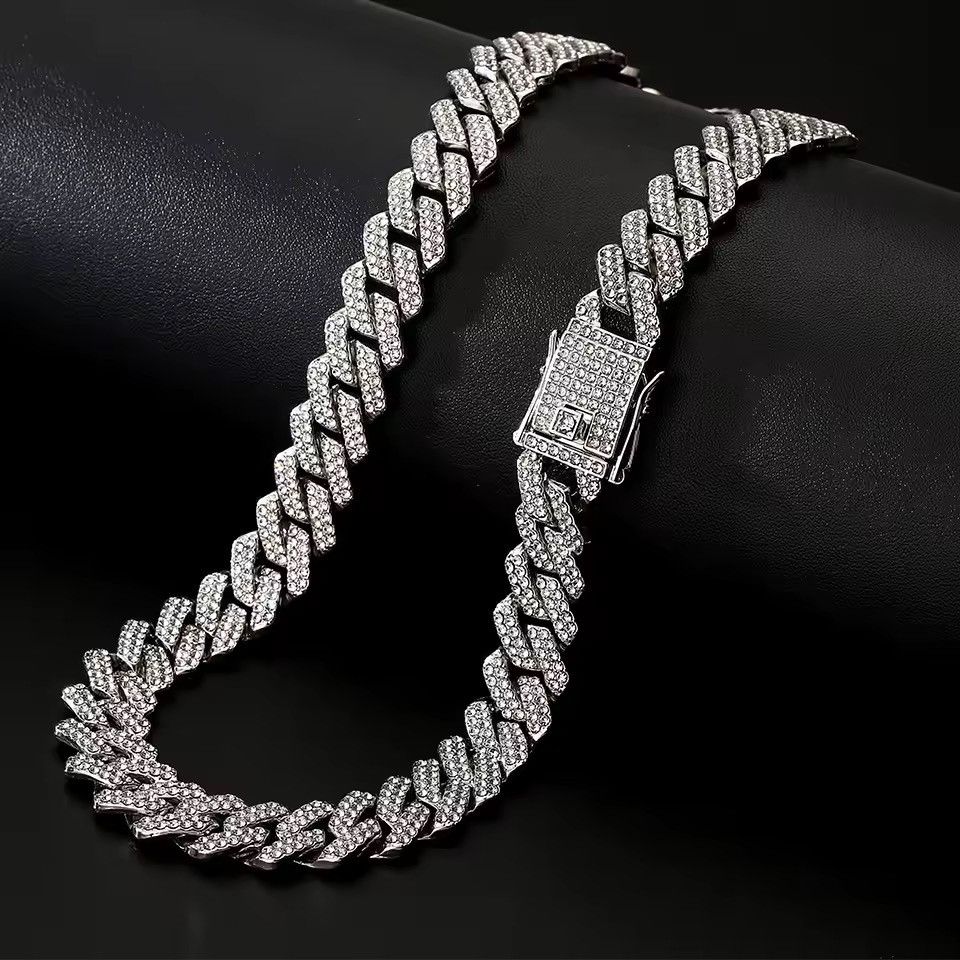 Jewelry Hip Hop Cuban 50 cmChain Iced Out Bling Rhinestone Necklace Size ONE SIZE - 6 Thumbnail