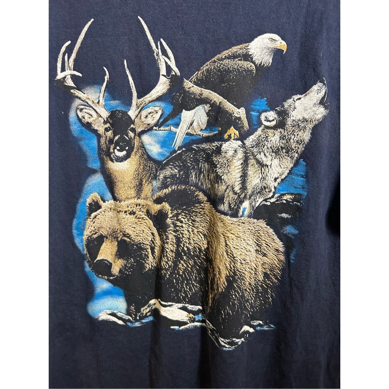 Vintage Vintage 1990s TNT NATURE Tshirt Fire Deer Elk Wolf hunting A Size US L / EU 52-54 / 3 - 3 Thumbnail