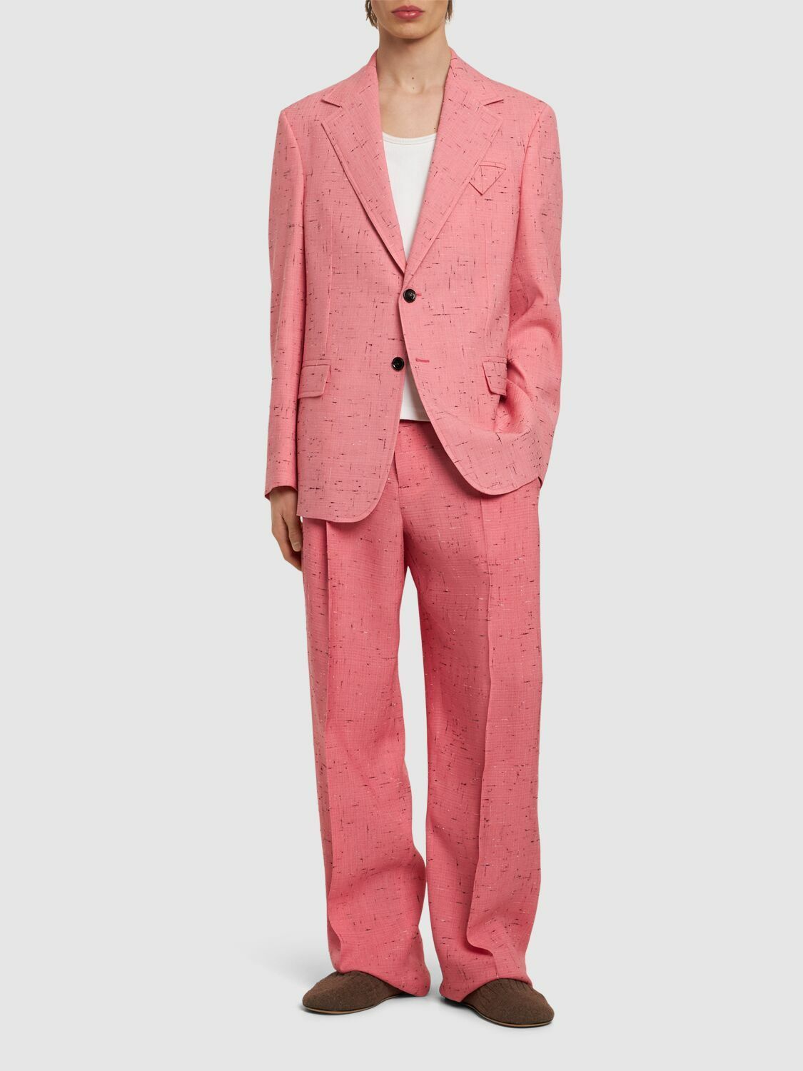 Bottega Veneta o1w1db10825 Textured Criss-Cross Viscose Silk Jacket in Pink Size US L / EU 52-54 / 3 - 2 Thumbnail
