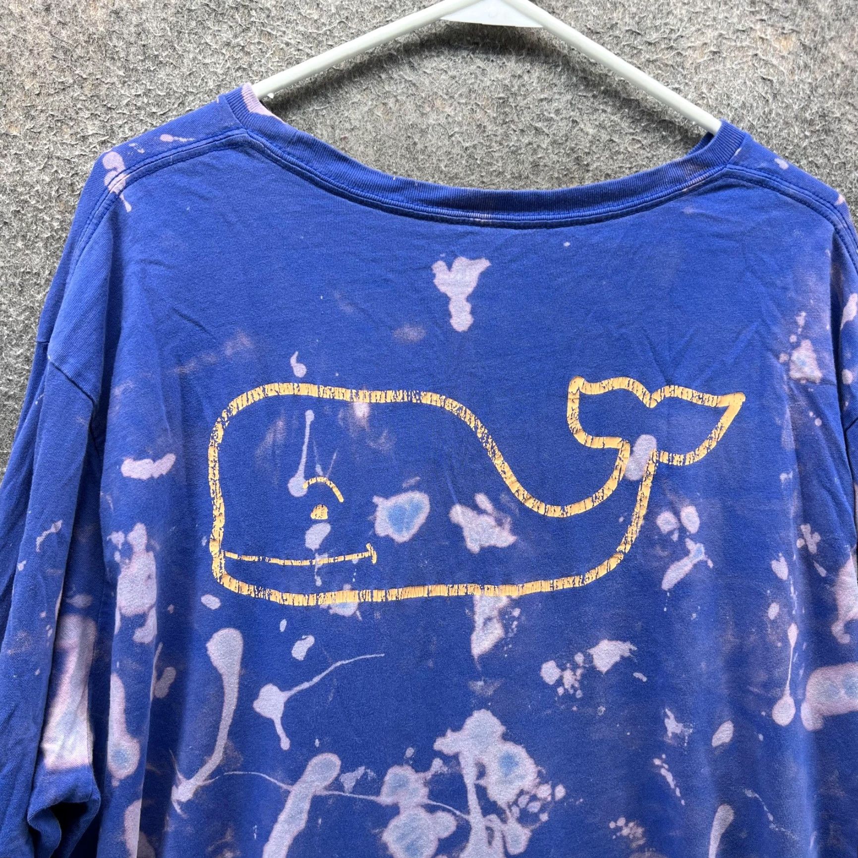 Vineyard Vines VINEYARD VINES Shirt Mens 2XL Blue Long Sleeve Whale Logo Pocket Bleach Dye Shirt Size US XXL / EU 58 / 5 - 6 Thumbnail